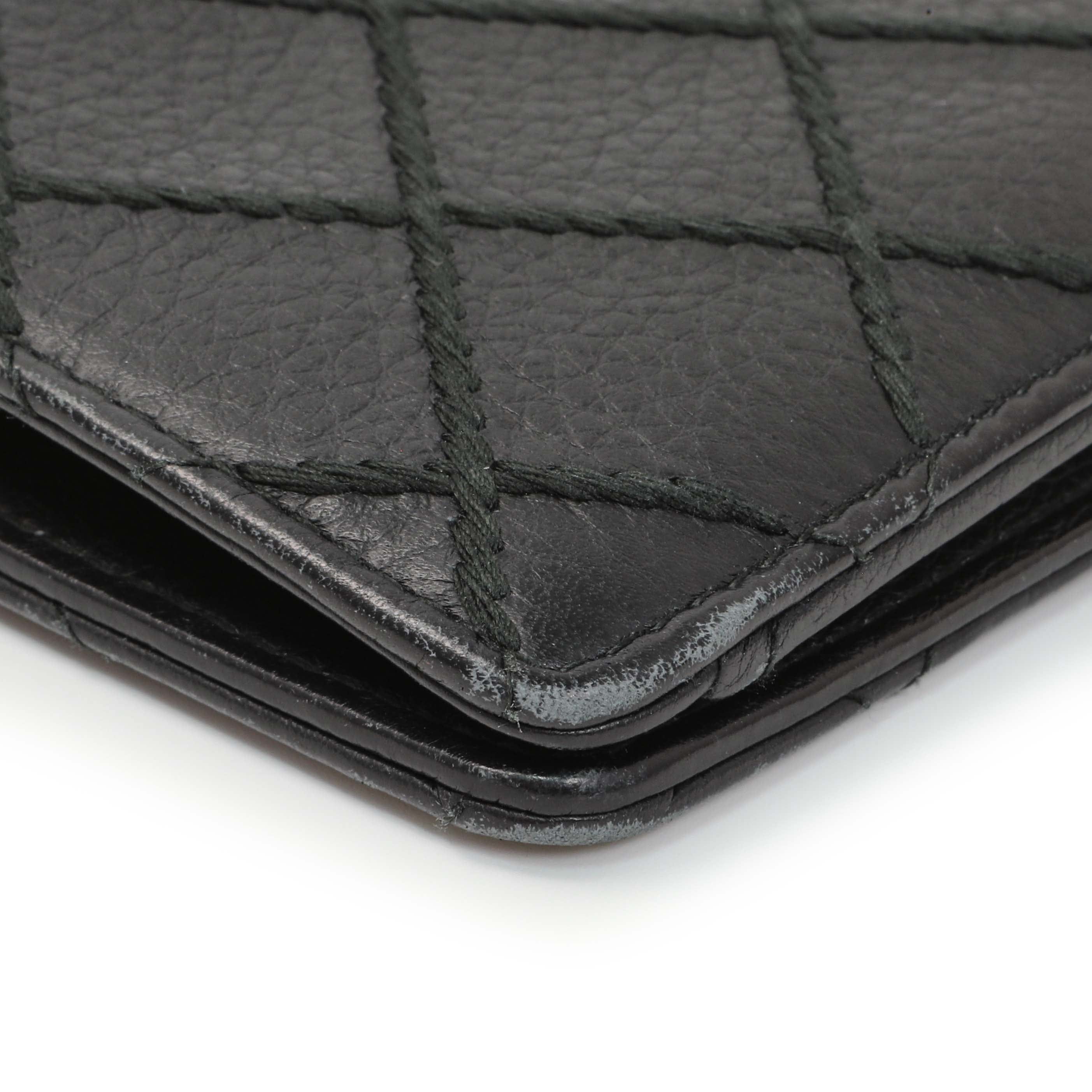 Chanel Black Calfskin Wild Stitch Wallet