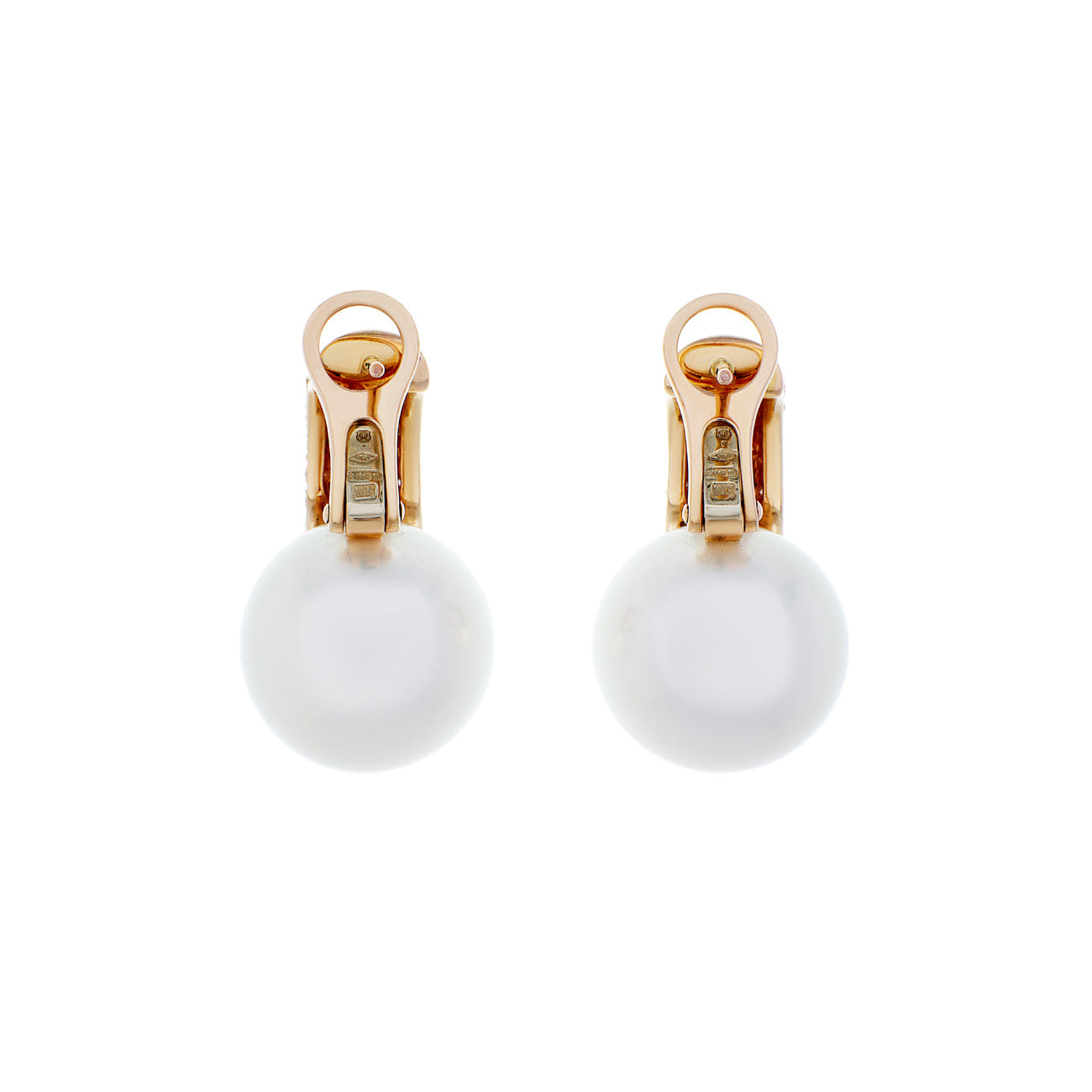 Mikimoto 18K Rose Gold South Sea Pearl Pink Diamond Earrings