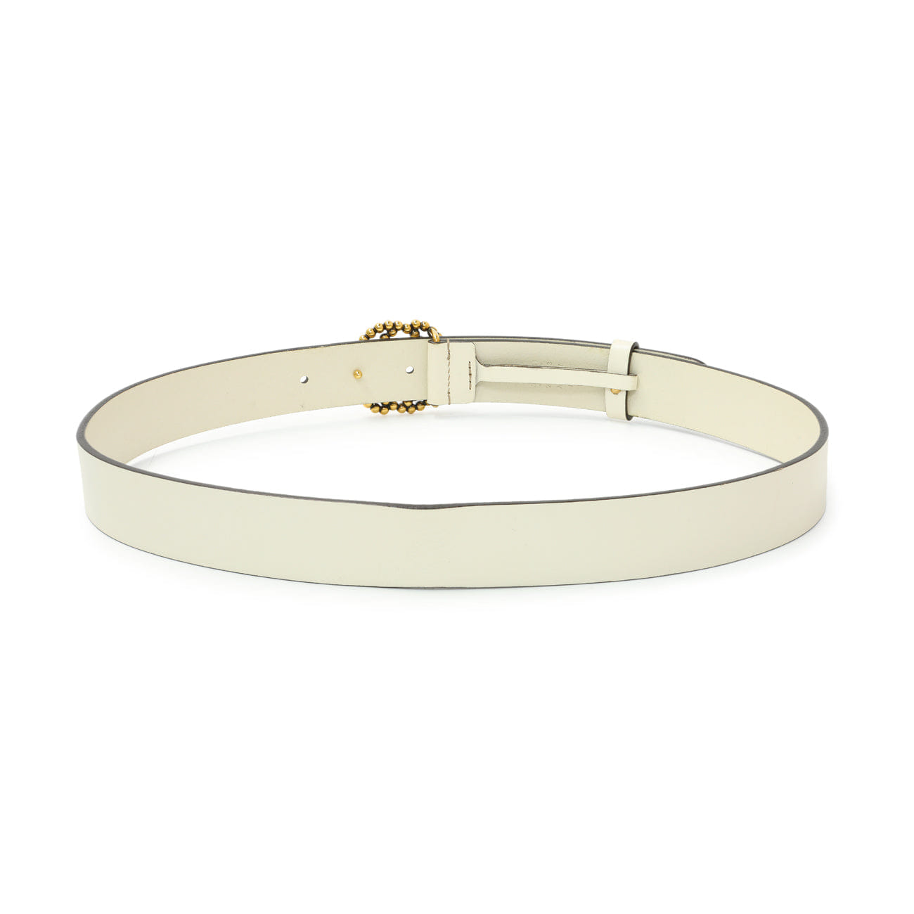 Gucci White Calfskin Studded Interlocking G 30mm Belt