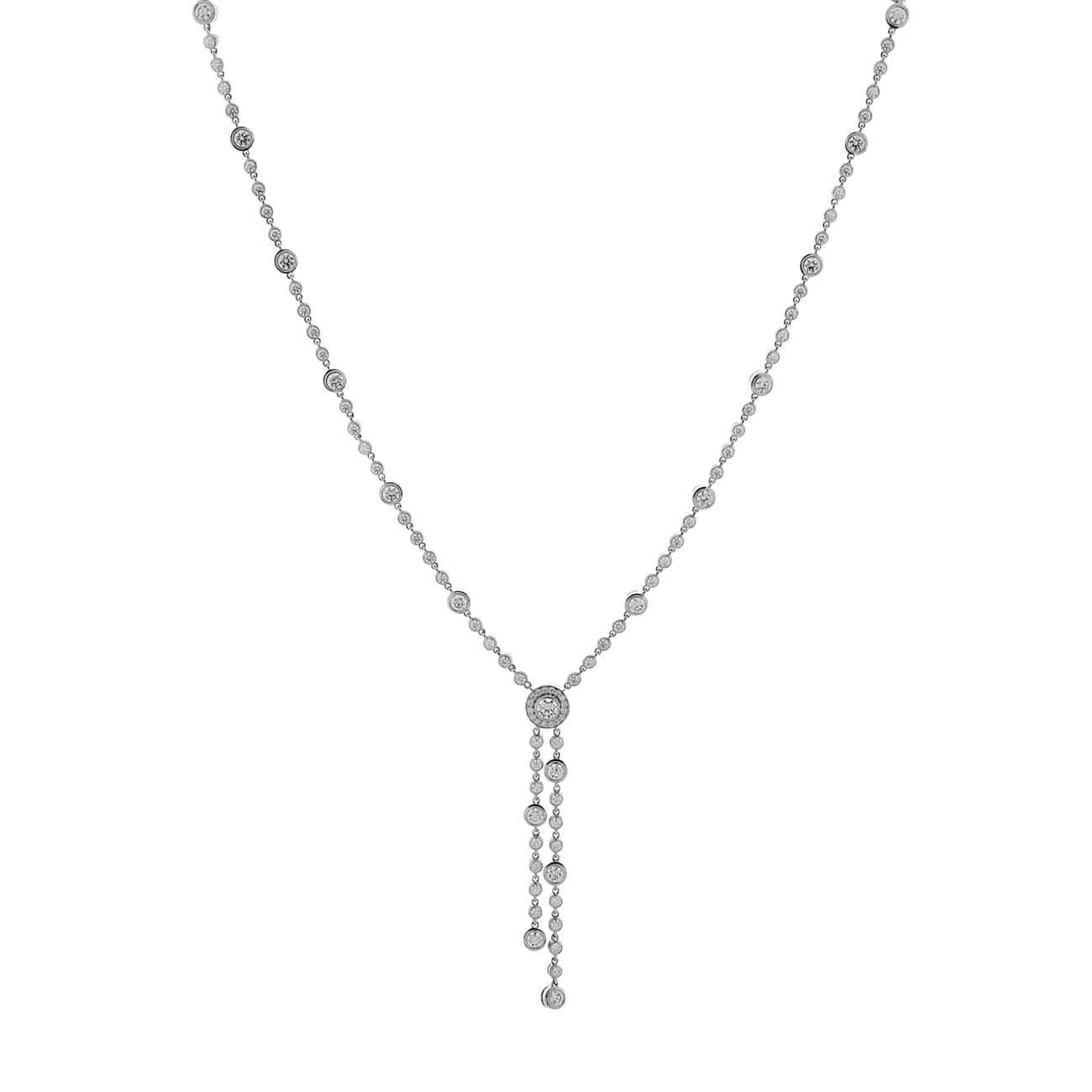 Tiffany & Co. Platinum Diamond Circlet Double Drop Necklace