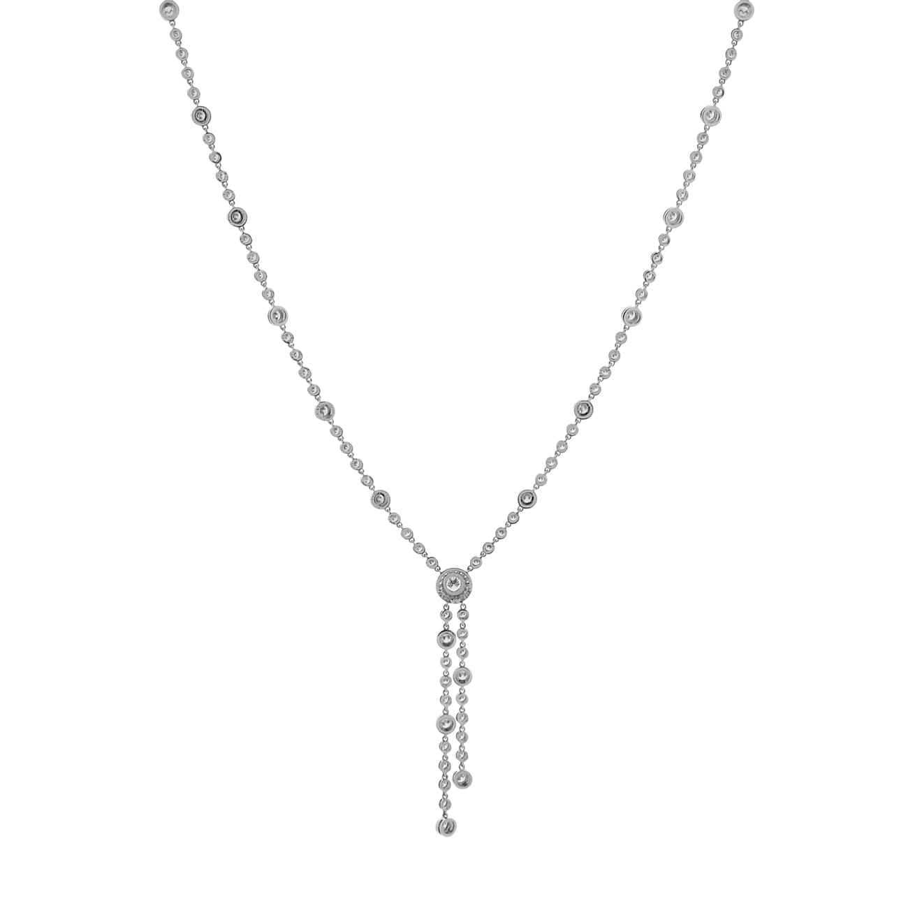 Tiffany & Co. Platinum Diamond Circlet Double Drop Necklace