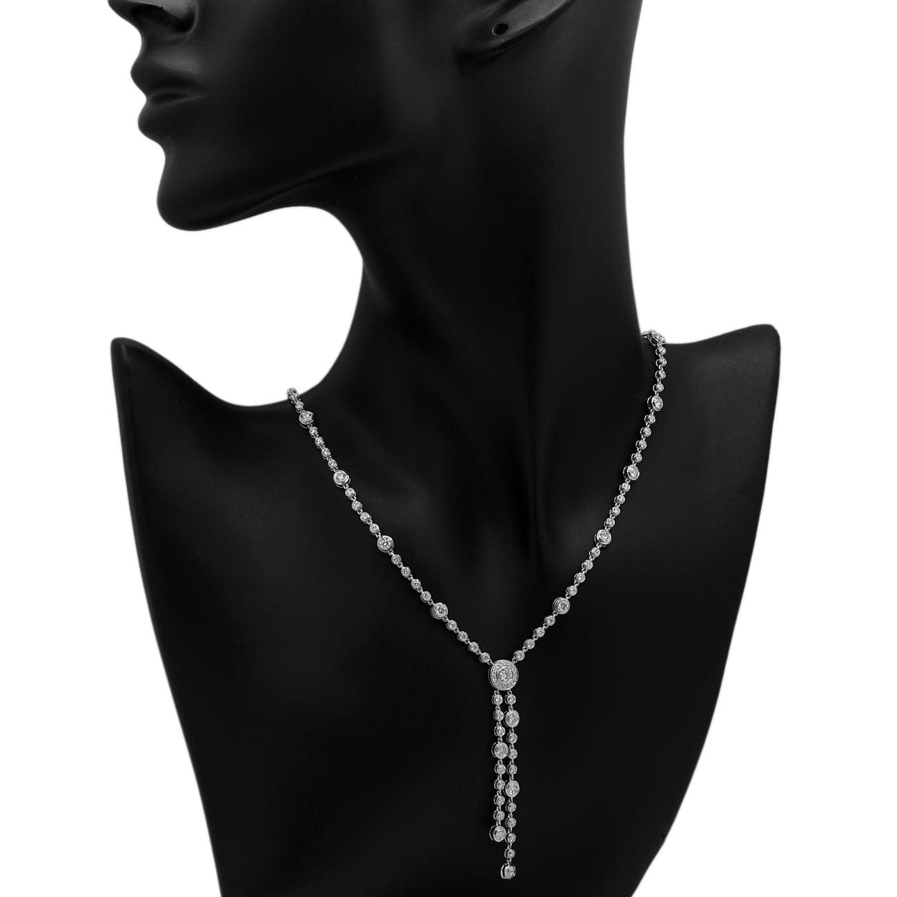 Tiffany & Co. Platinum Diamond Circlet Double Drop Necklace
