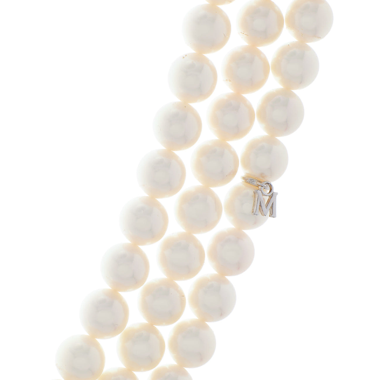 Mikimoto 18K White Gold Diamond Pearl Triple Strand Necklace