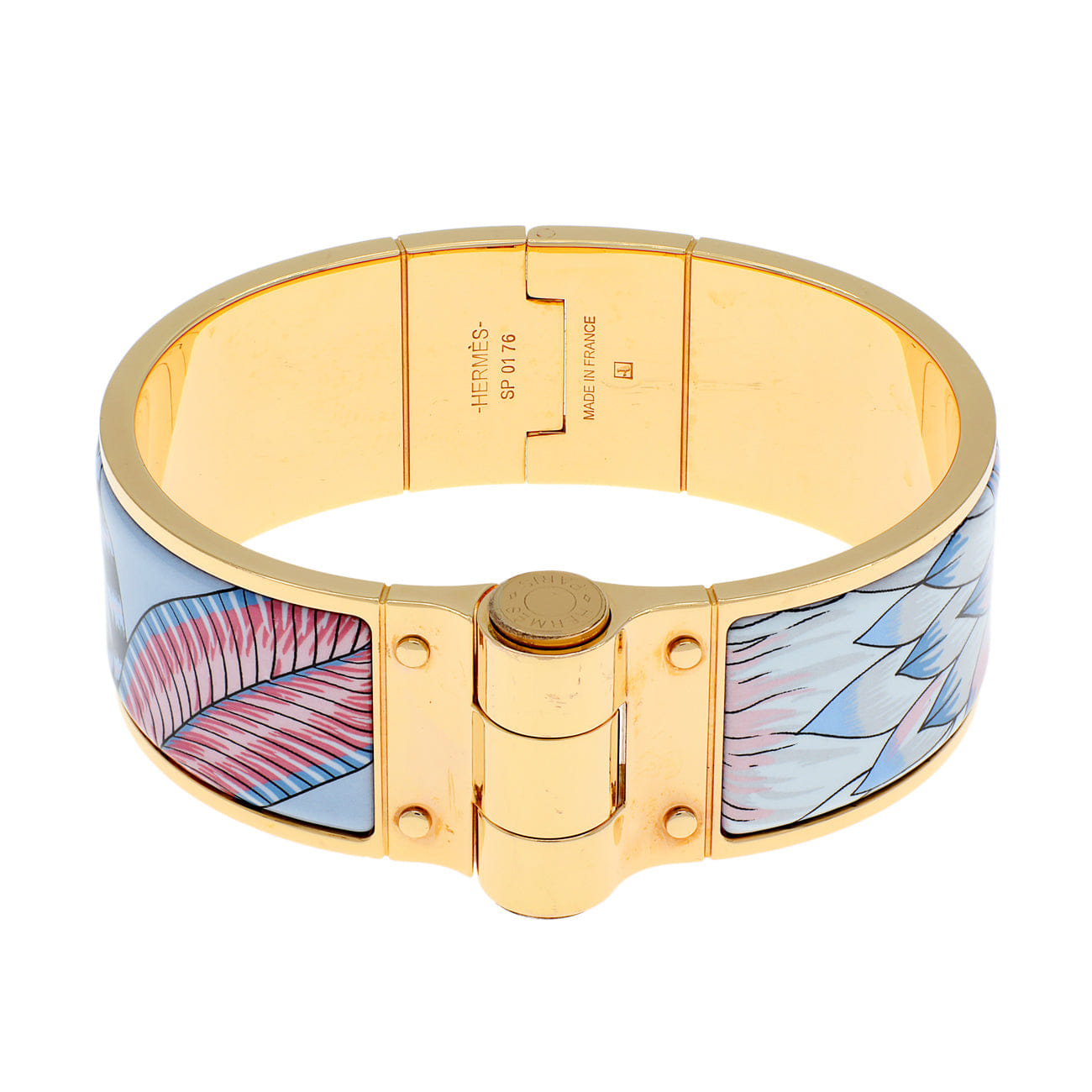 Hermes Enamel Charniere Savana Dance Wide Hinged Bracelet