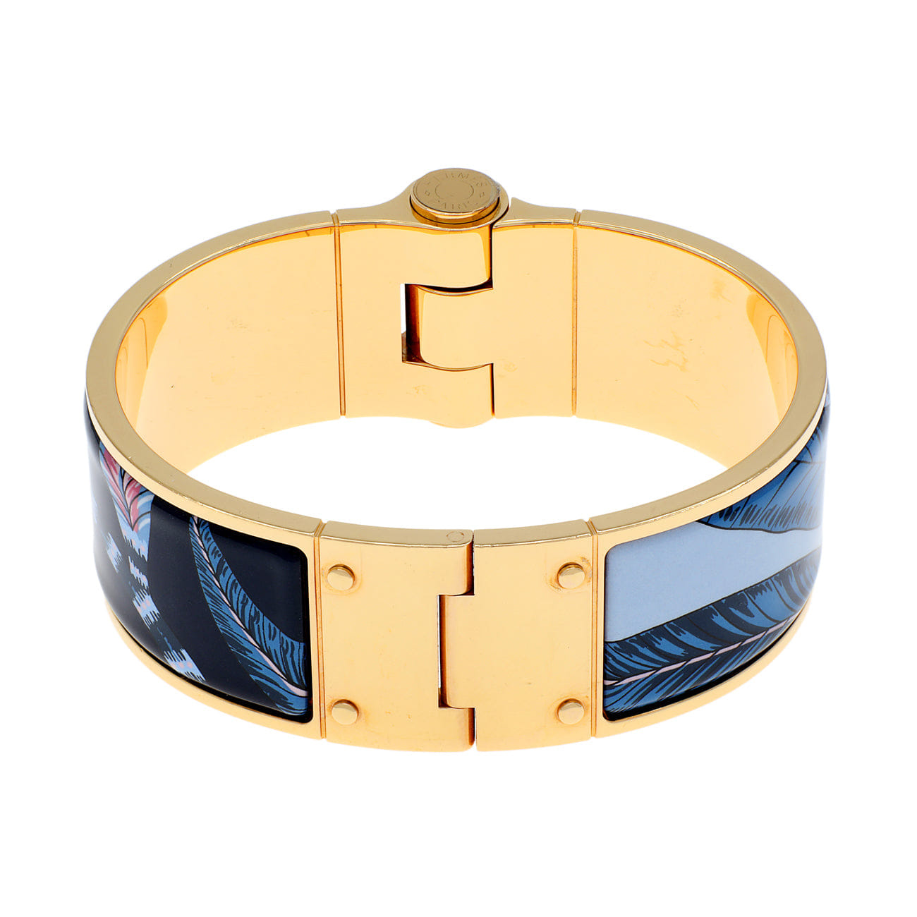 Hermes Enamel Charniere Savana Dance Wide Hinged Bracelet