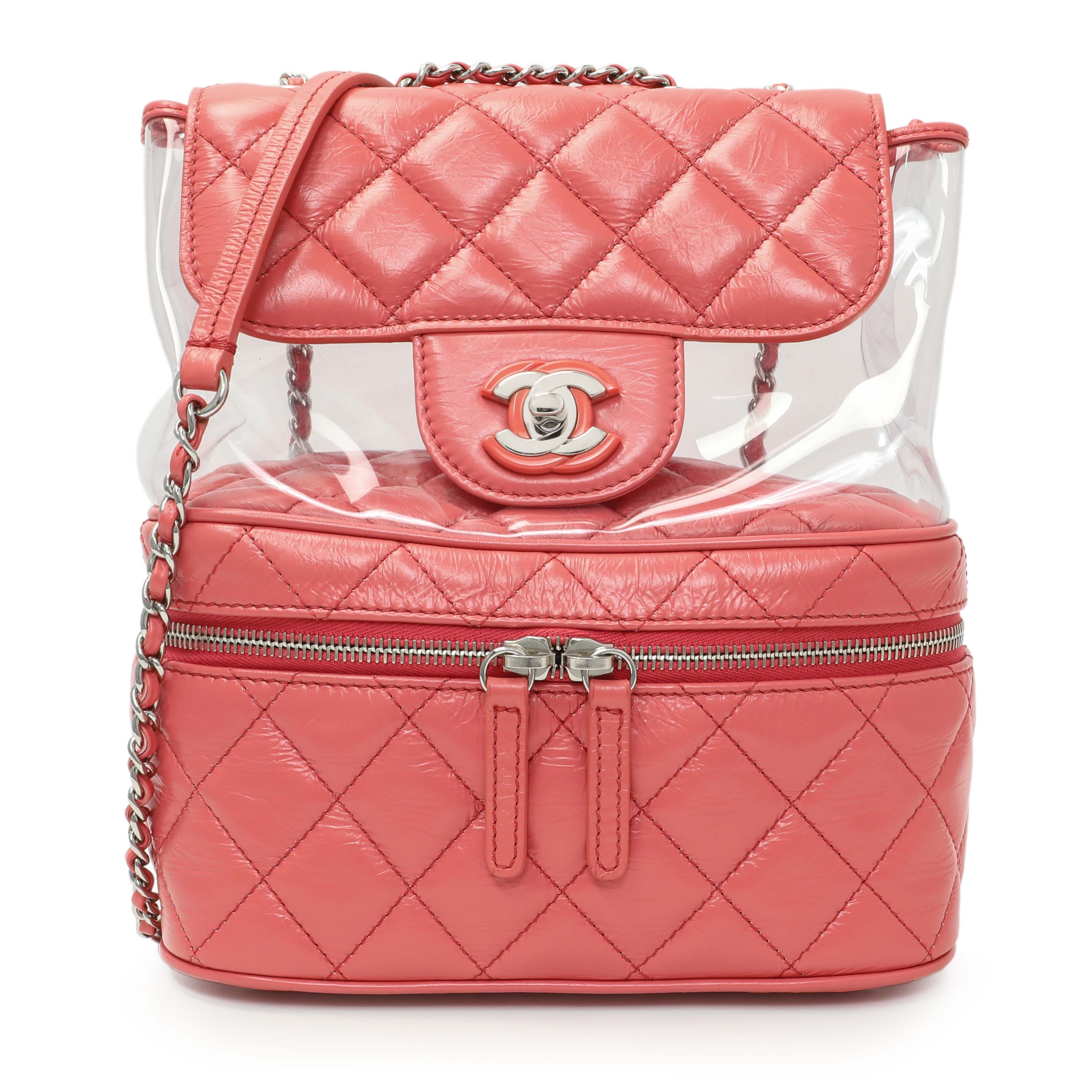 Chanel Pink Crumpled Calfskin PVC Quilted Aquarium Backpack