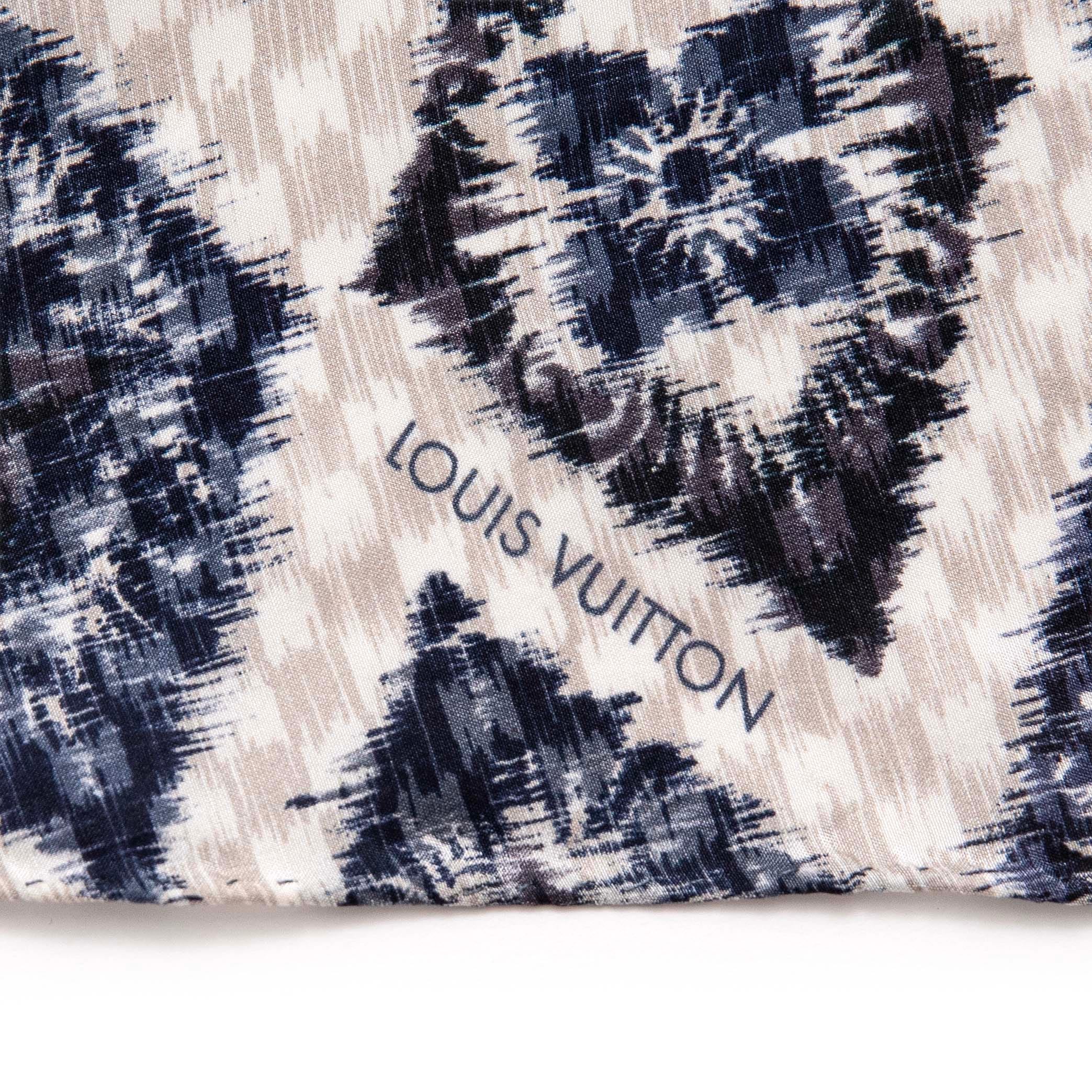 Louis Vuitton Blue White Monogram Silk Scarf