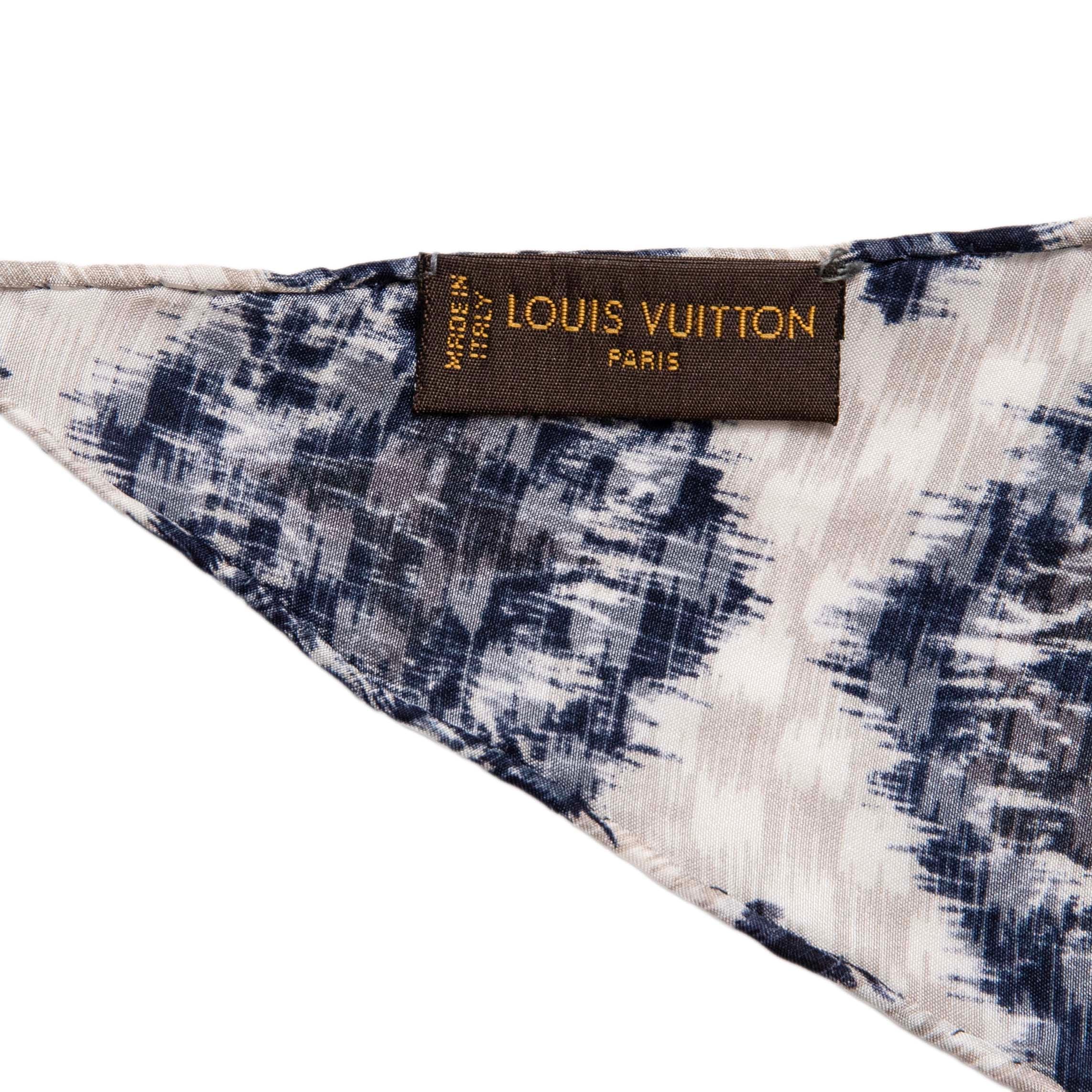 Louis Vuitton Blue White Monogram Silk Scarf