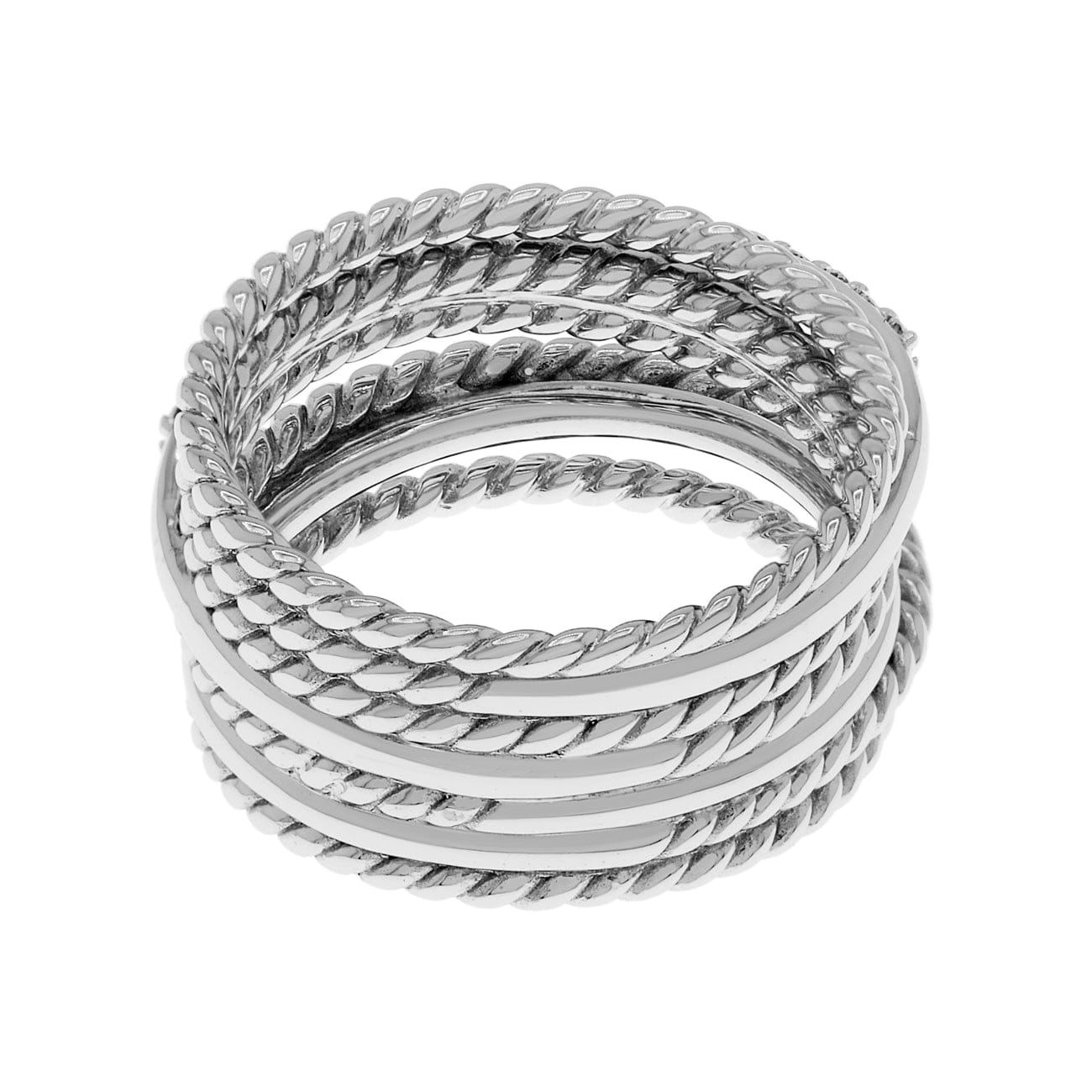 David Yurman 18K White Gold Diamond Crossover Ring