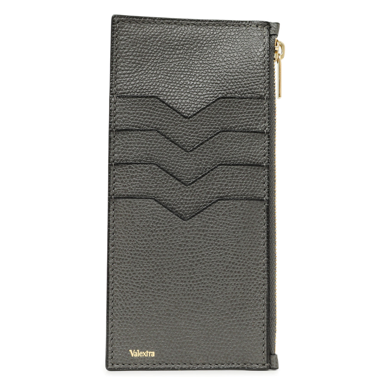 Valexta Valextra Grey Calfskin Card Holder With Zip
