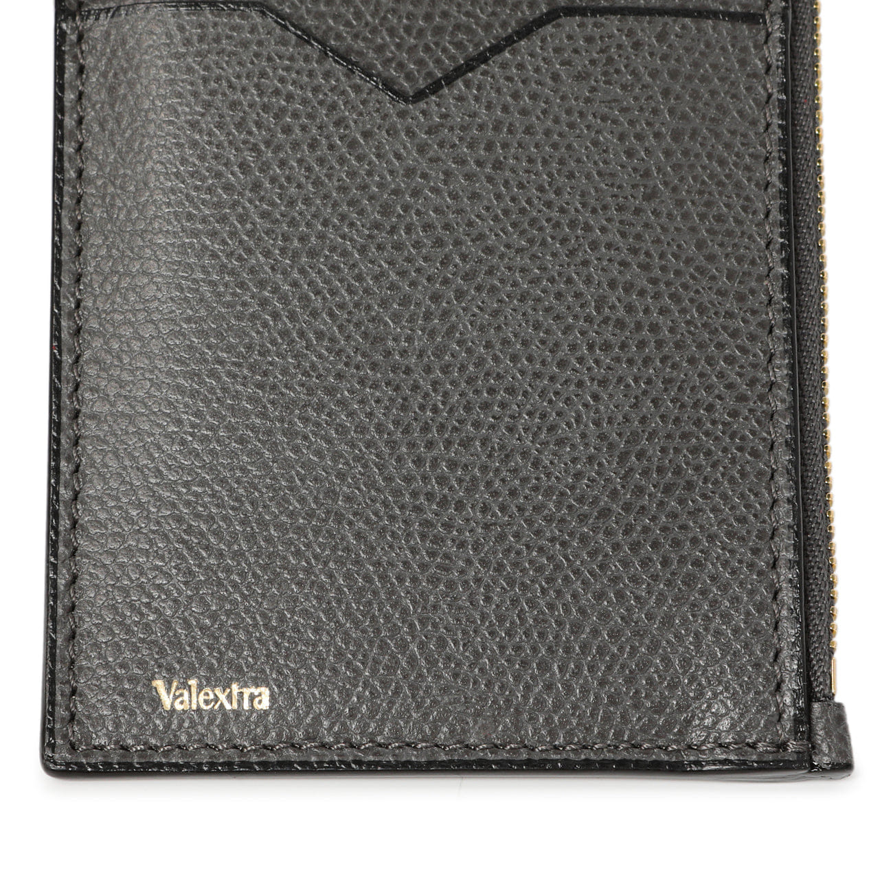Valexta Valextra Grey Calfskin Card Holder With Zip