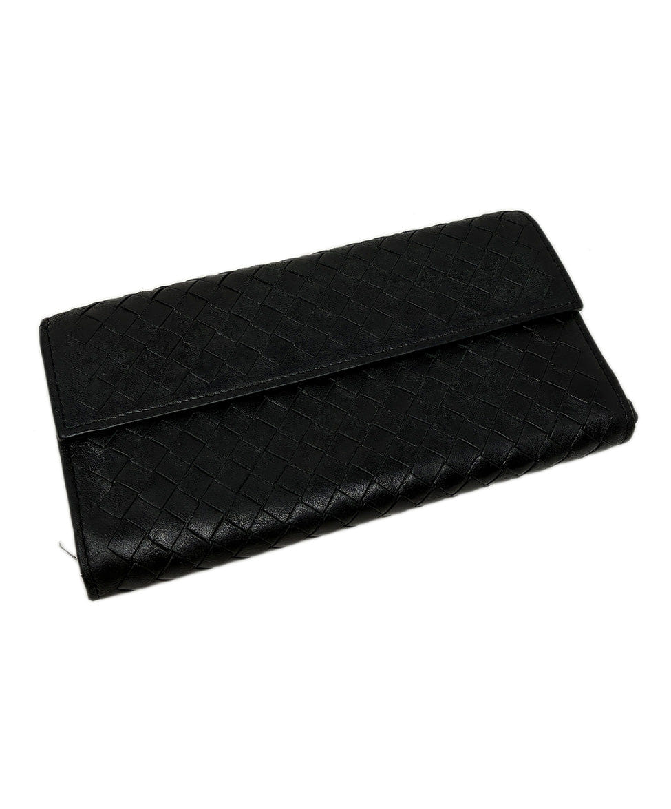 Bottega Veneta Black Intrecciato Leather Wallet