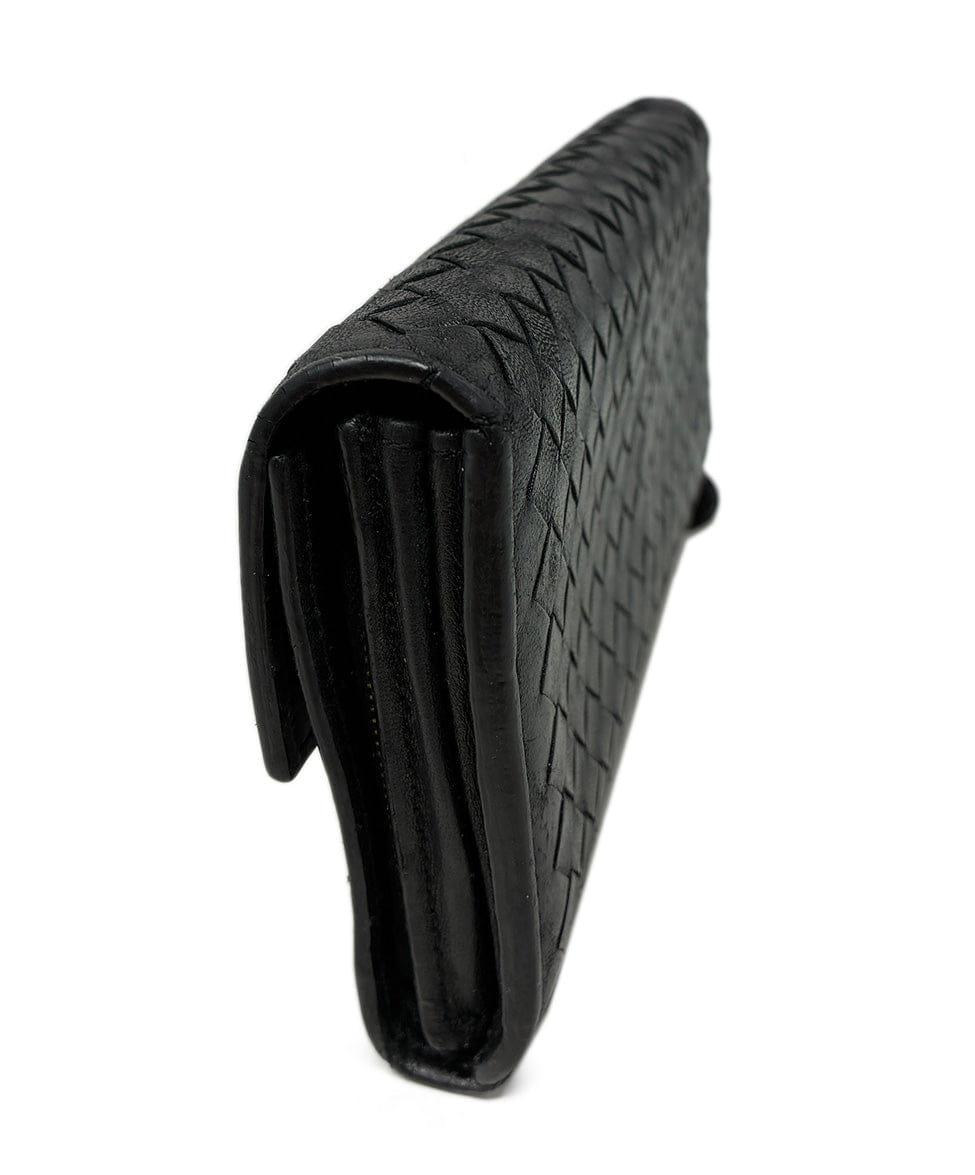 Bottega Veneta Black Intrecciato Leather Wallet