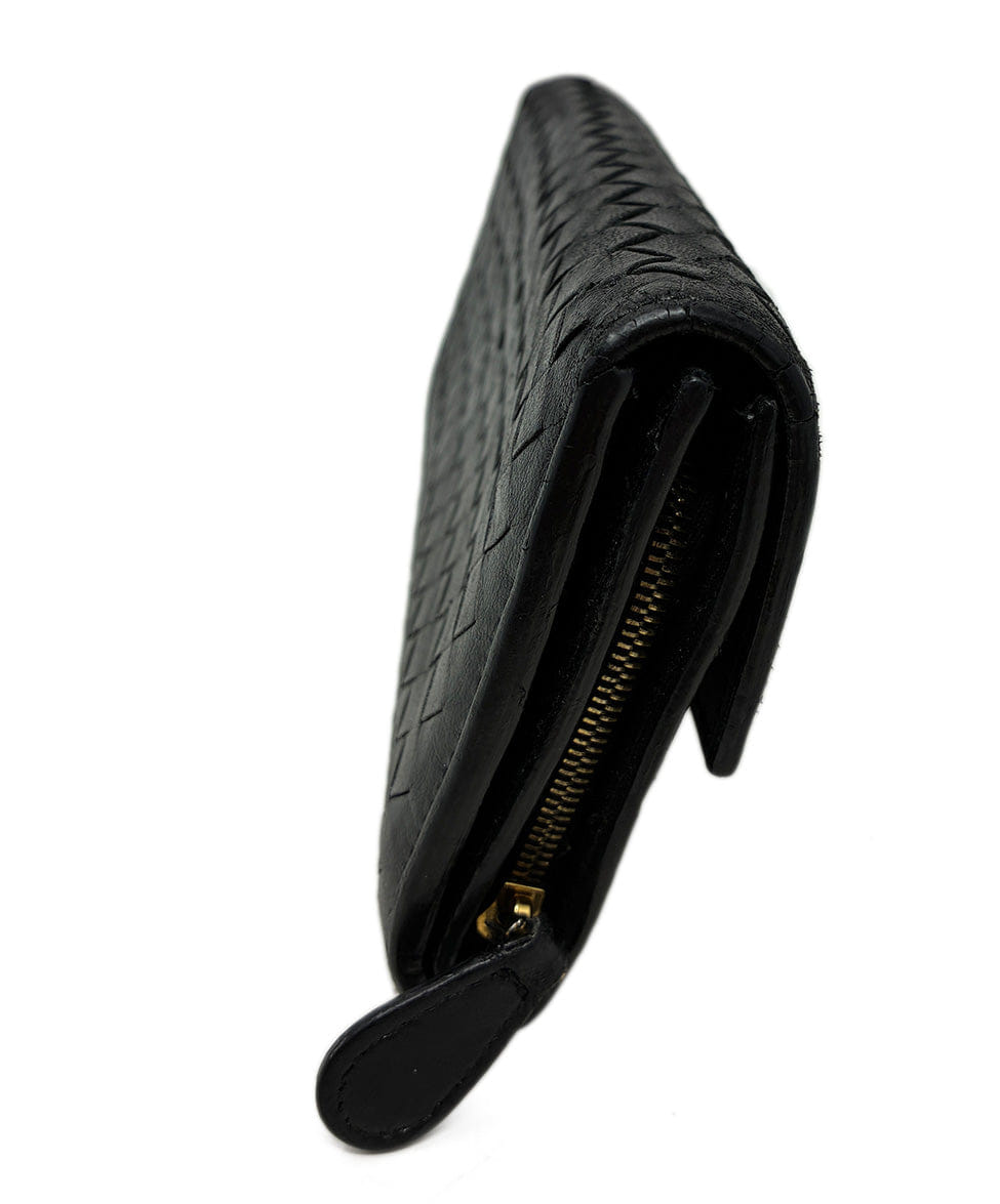 Bottega Veneta Black Intrecciato Leather Wallet