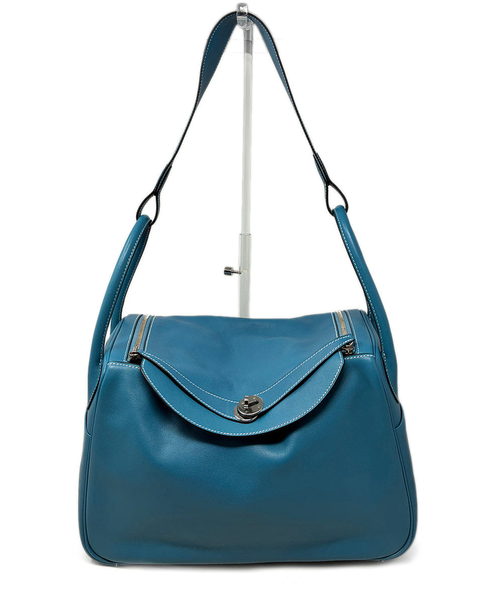 Hermes Lindy 34 Bleu Jean Handbag