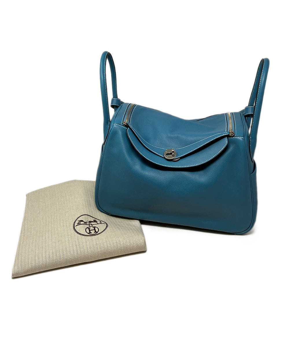 Hermes Lindy 34 Bleu Jean Handbag