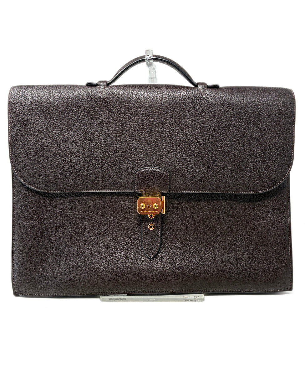 Hermes Sac a Depeche Brown Leather Briefcase