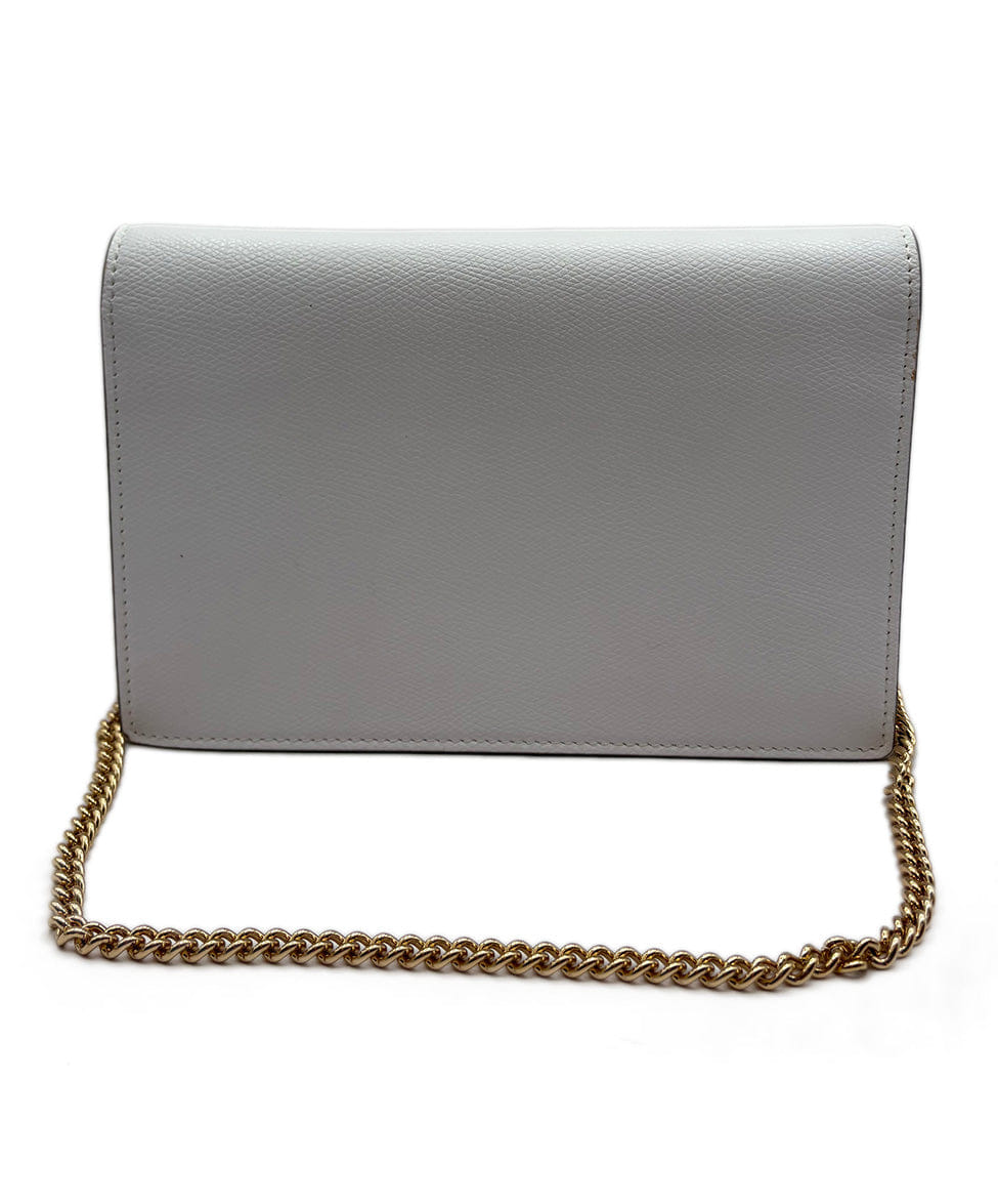 Fendi White Leather Wallet on a Chain Crossbody Handbag