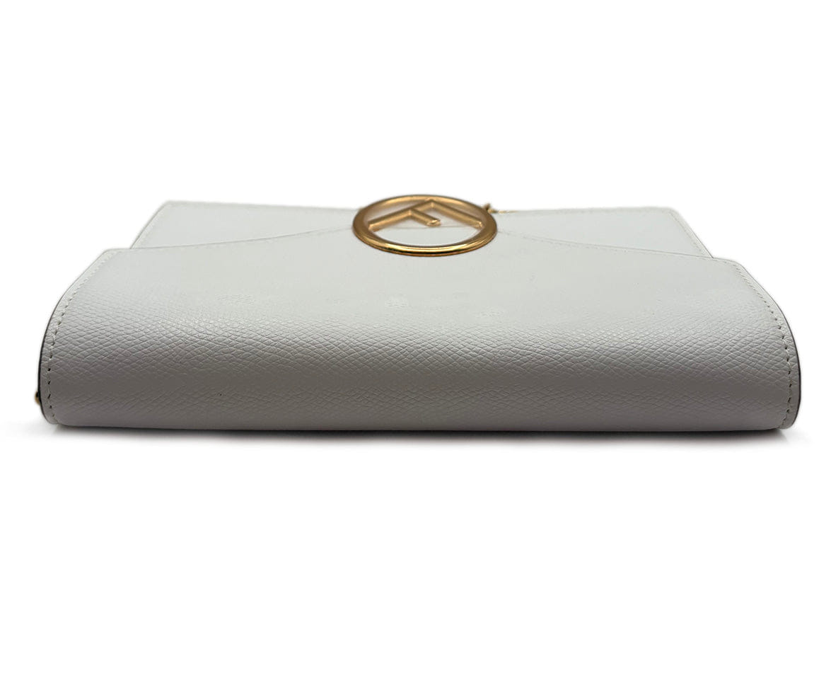 Fendi White Leather Wallet on a Chain Crossbody Handbag