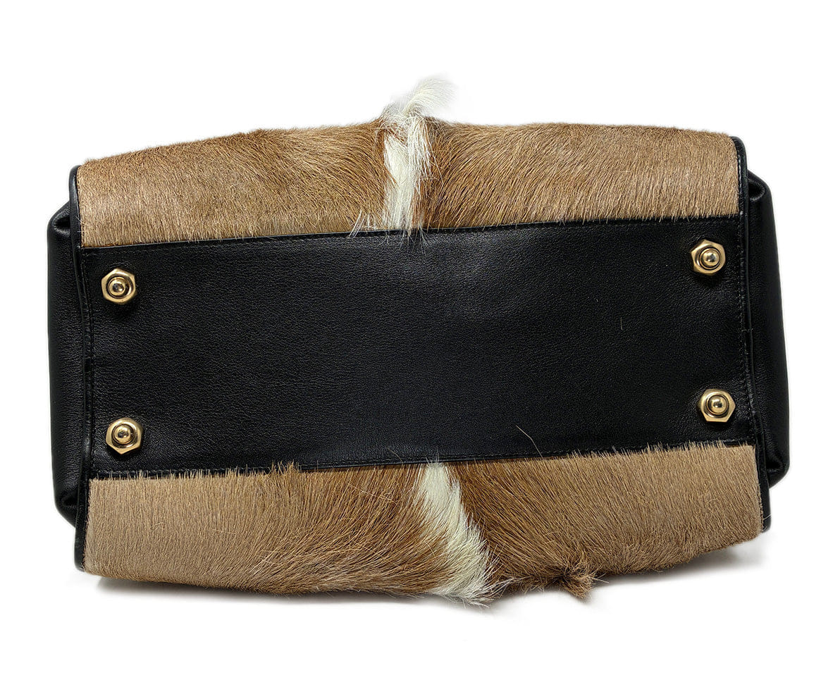 Nina Ricci Brown White and Black Haircalf Handbag