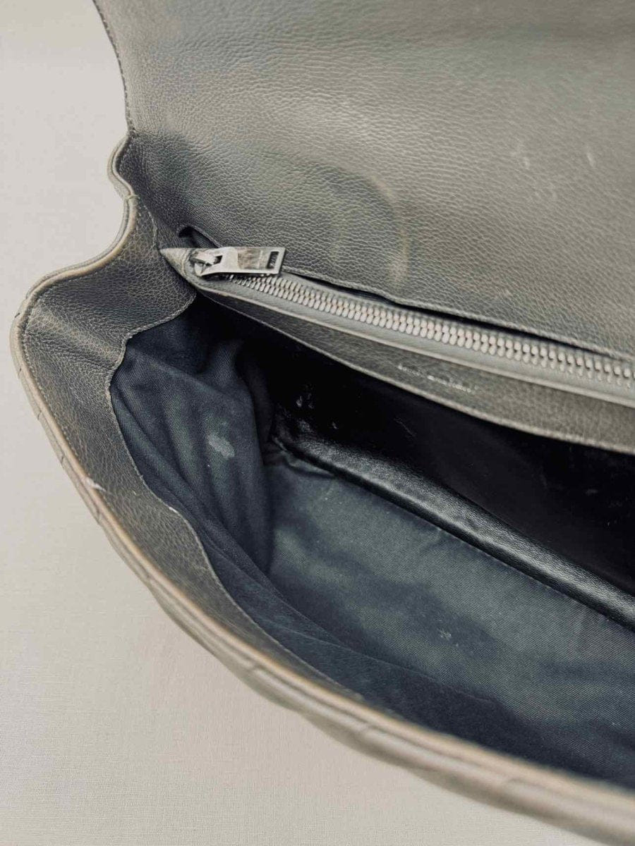 SAINT LAURENT College Grey Chevron Shoulder Bag
