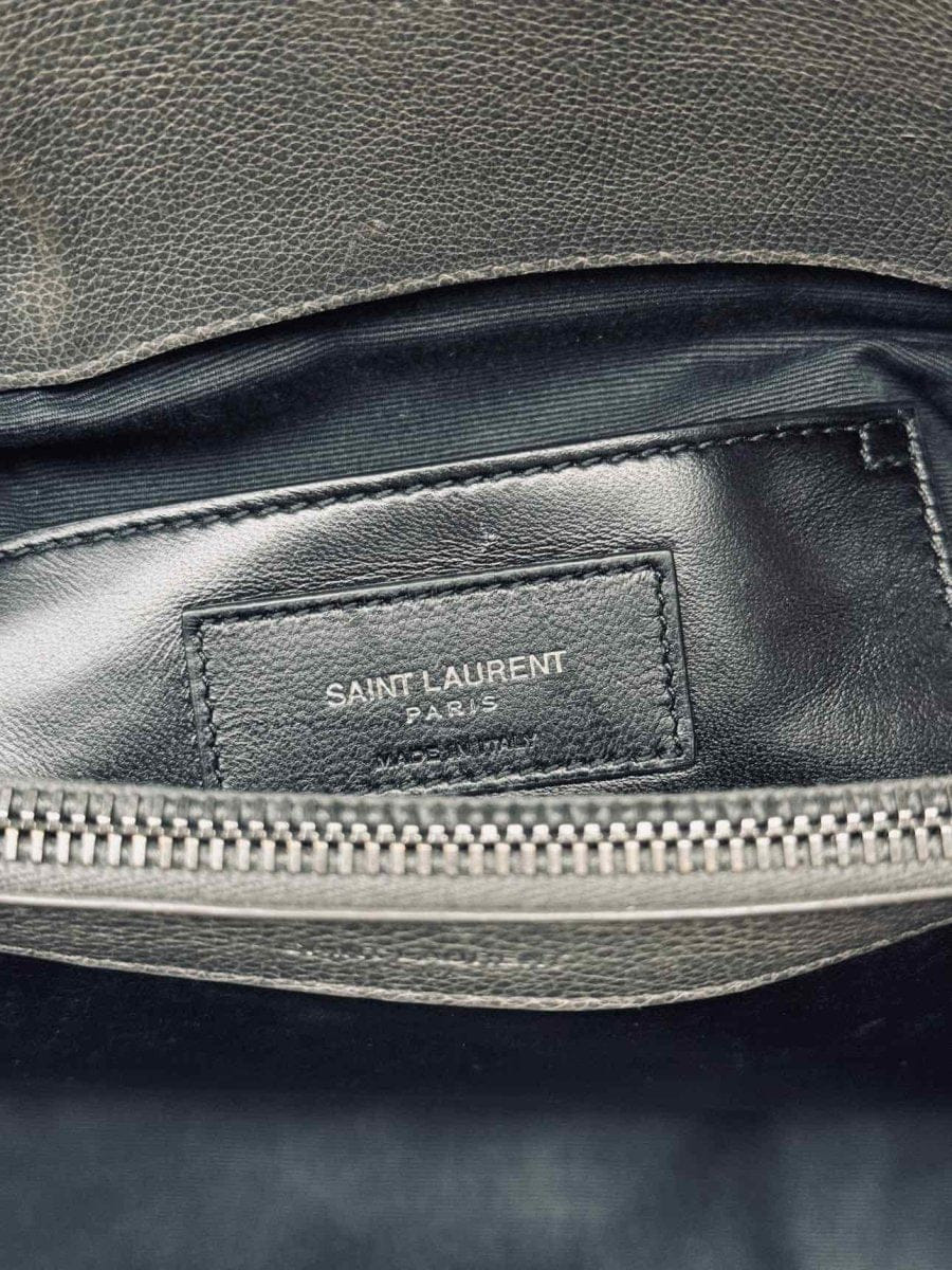 SAINT LAURENT College Grey Chevron Shoulder Bag