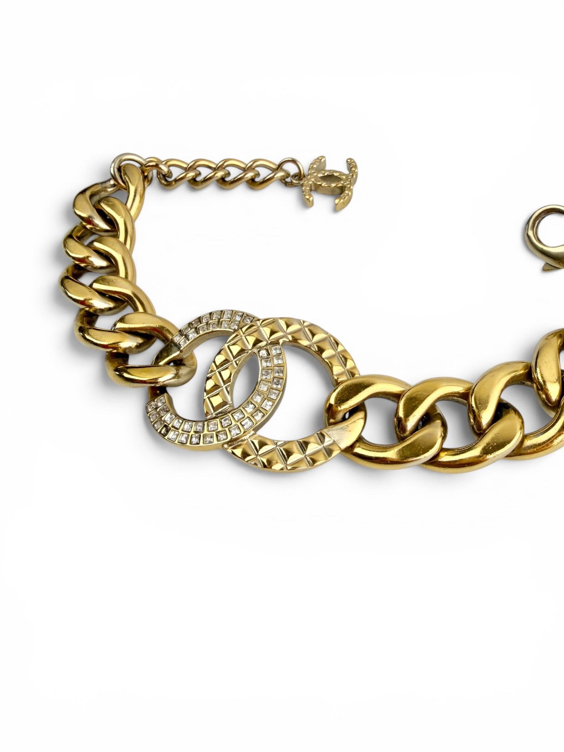 Chanel Gold Tone and Crystal Bracelet