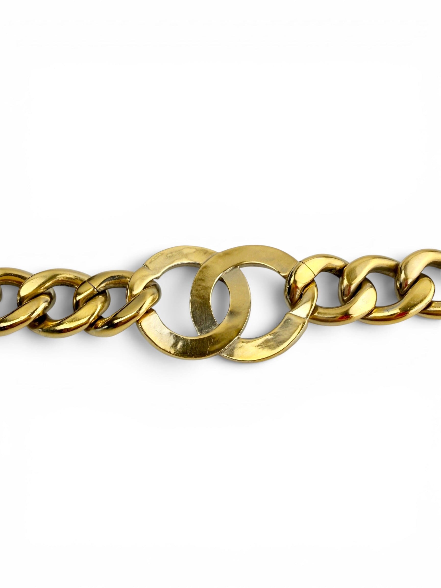 Chanel Gold Tone and Crystal Bracelet