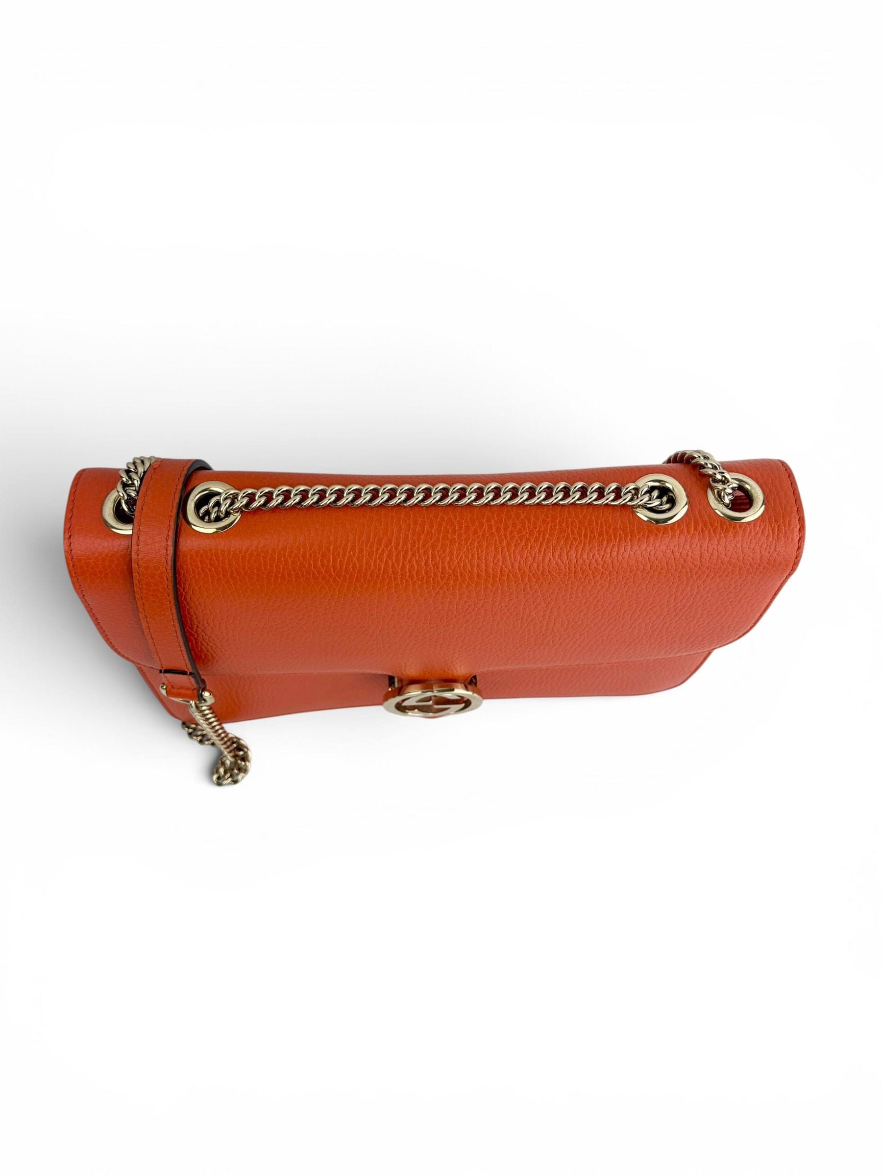 Gucci Orange Leather Interlocking G Shoulder Bag