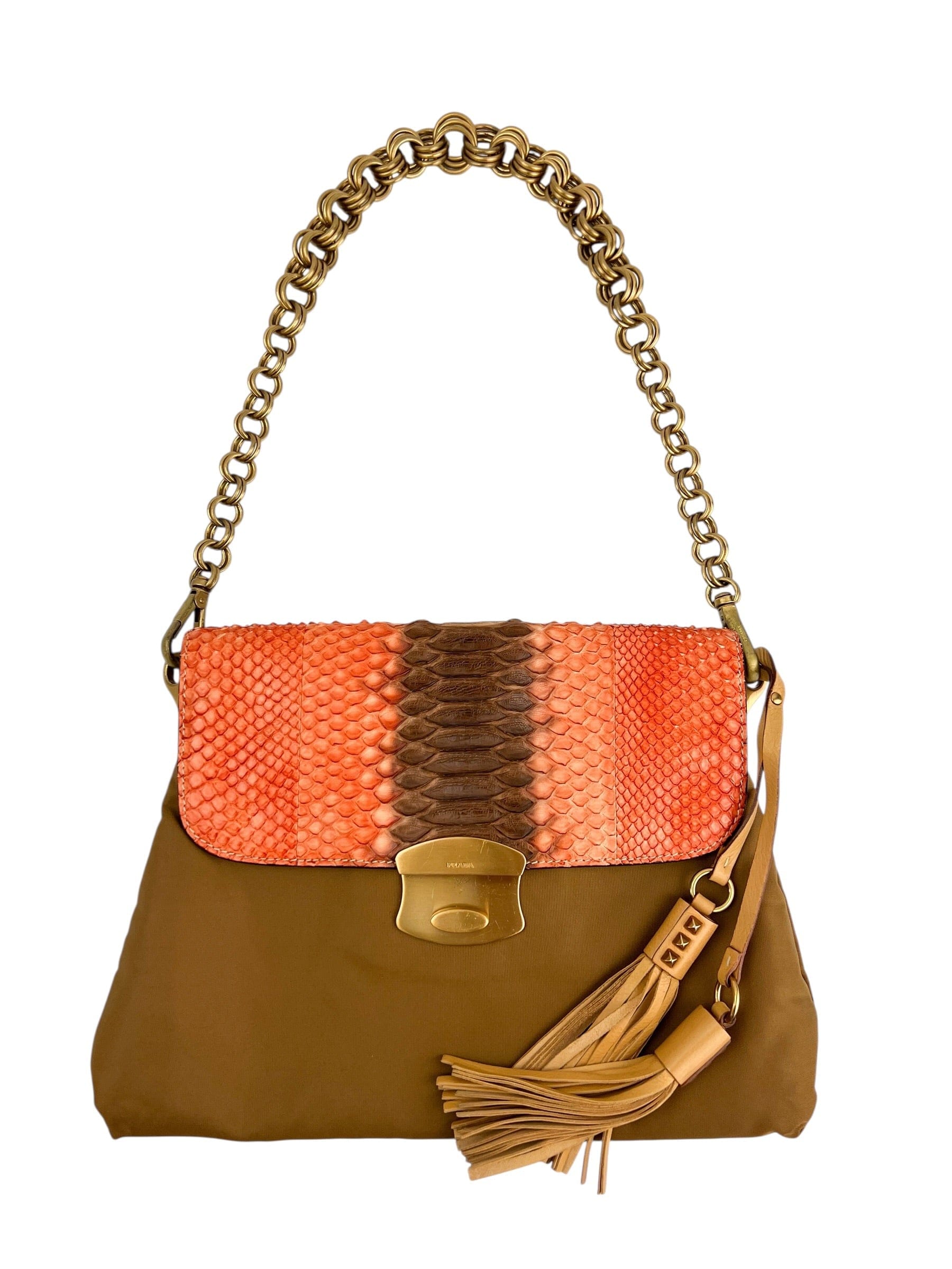 Prada Vintage Python Tesutto Chain Shoulder Bag