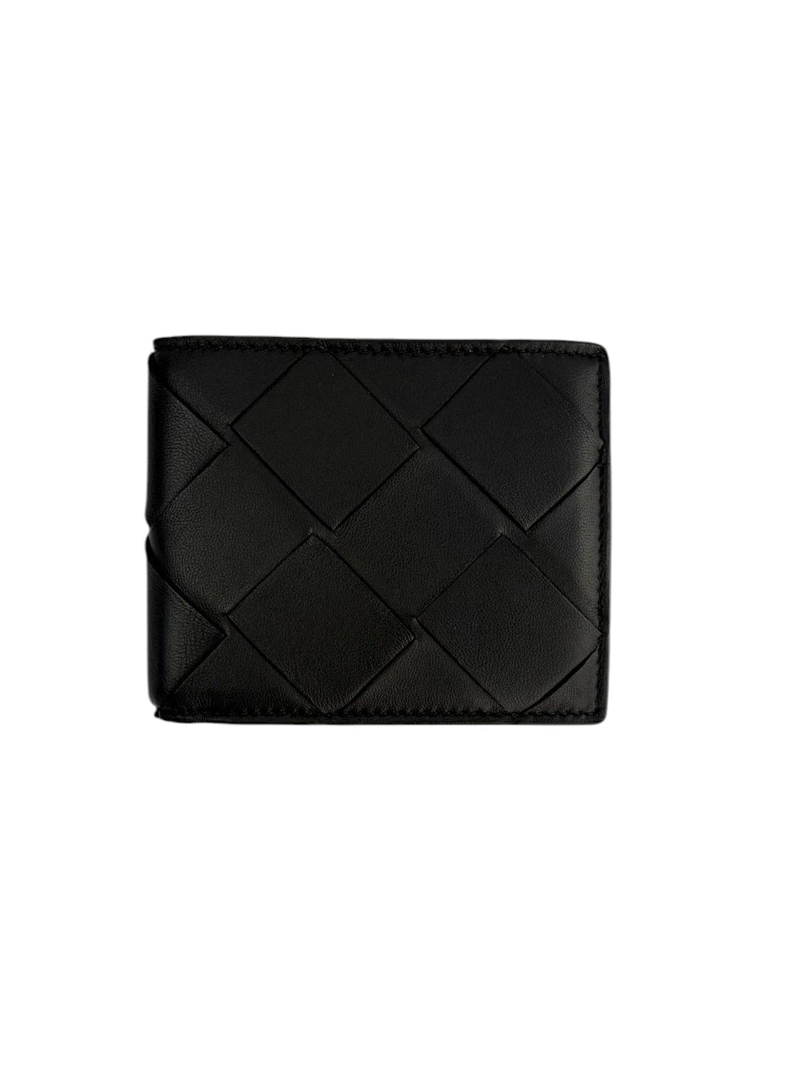 Bottega Veneta Black Leather Intrecciato Maxi Bifold Wallet