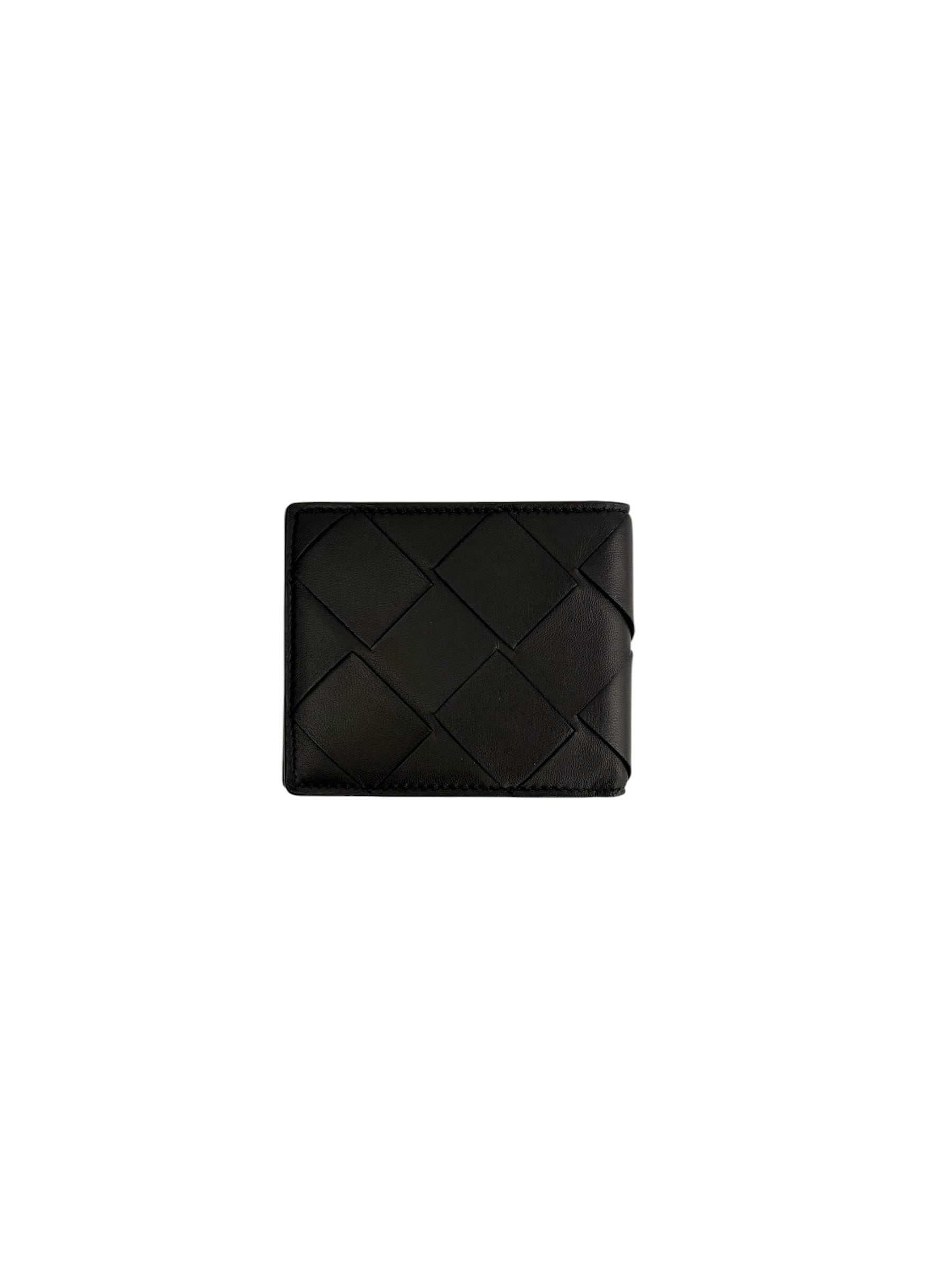 Bottega Veneta Black Leather Intrecciato Maxi Bifold Wallet