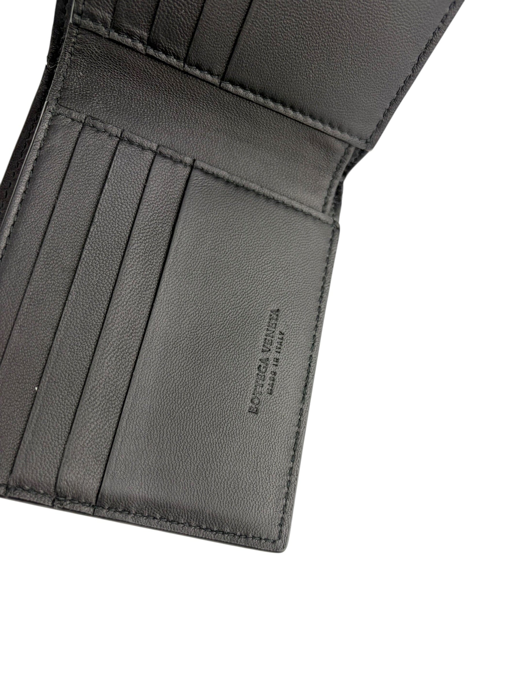 Bottega Veneta Black Leather Intrecciato Maxi Bifold Wallet