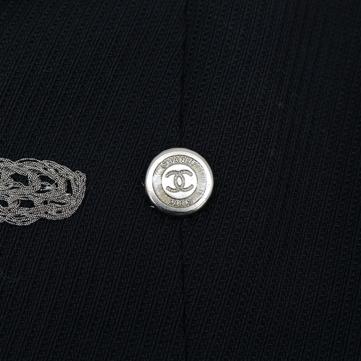 CHANEL COCO BUTTON JACKET BLACK SILVER COTTON 38 06P RTW 90325366