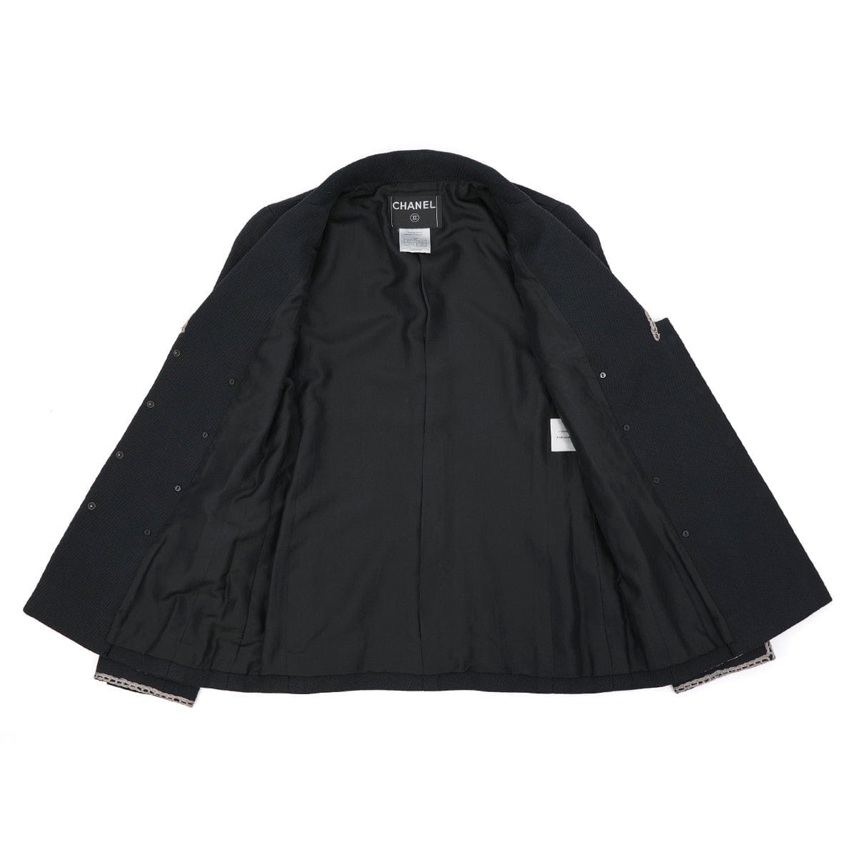 CHANEL COCO BUTTON JACKET BLACK SILVER COTTON 38 06P RTW 90325366