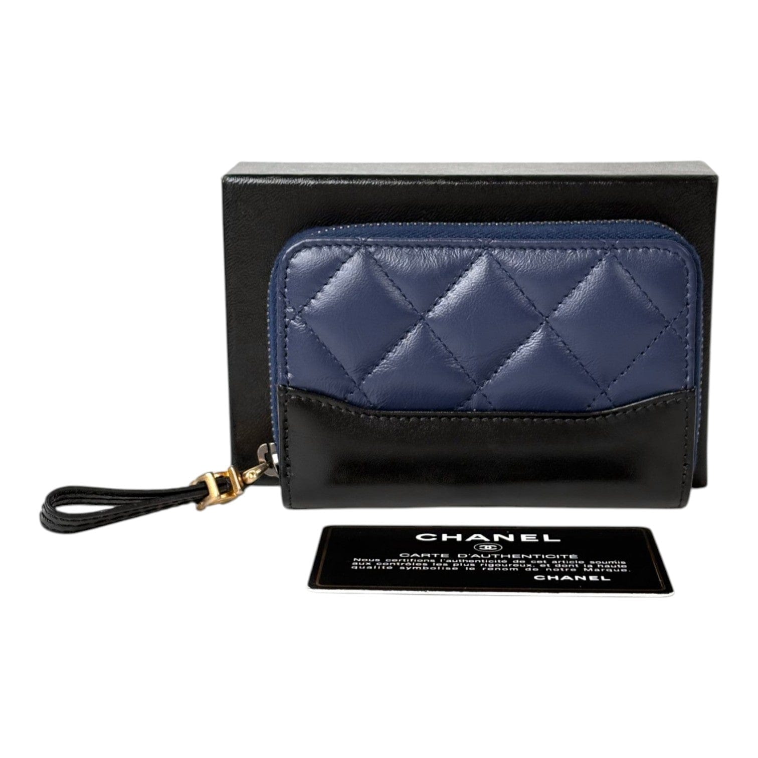 Chanel CC Blue Zipped Coin Purse Wallet