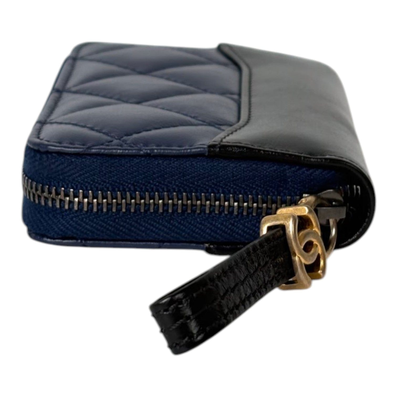 Chanel CC Blue Zipped Coin Purse Wallet