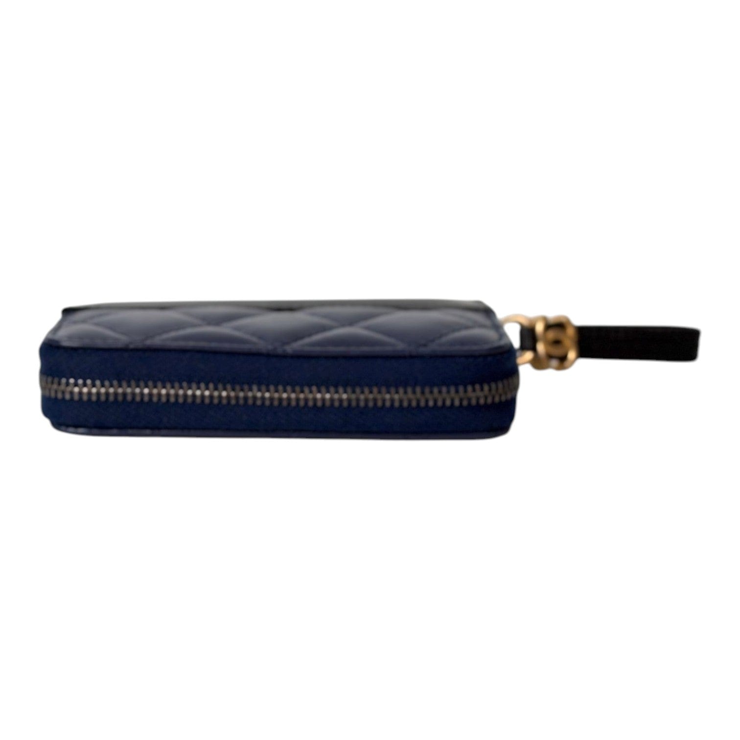 Chanel CC Blue Zipped Coin Purse Wallet