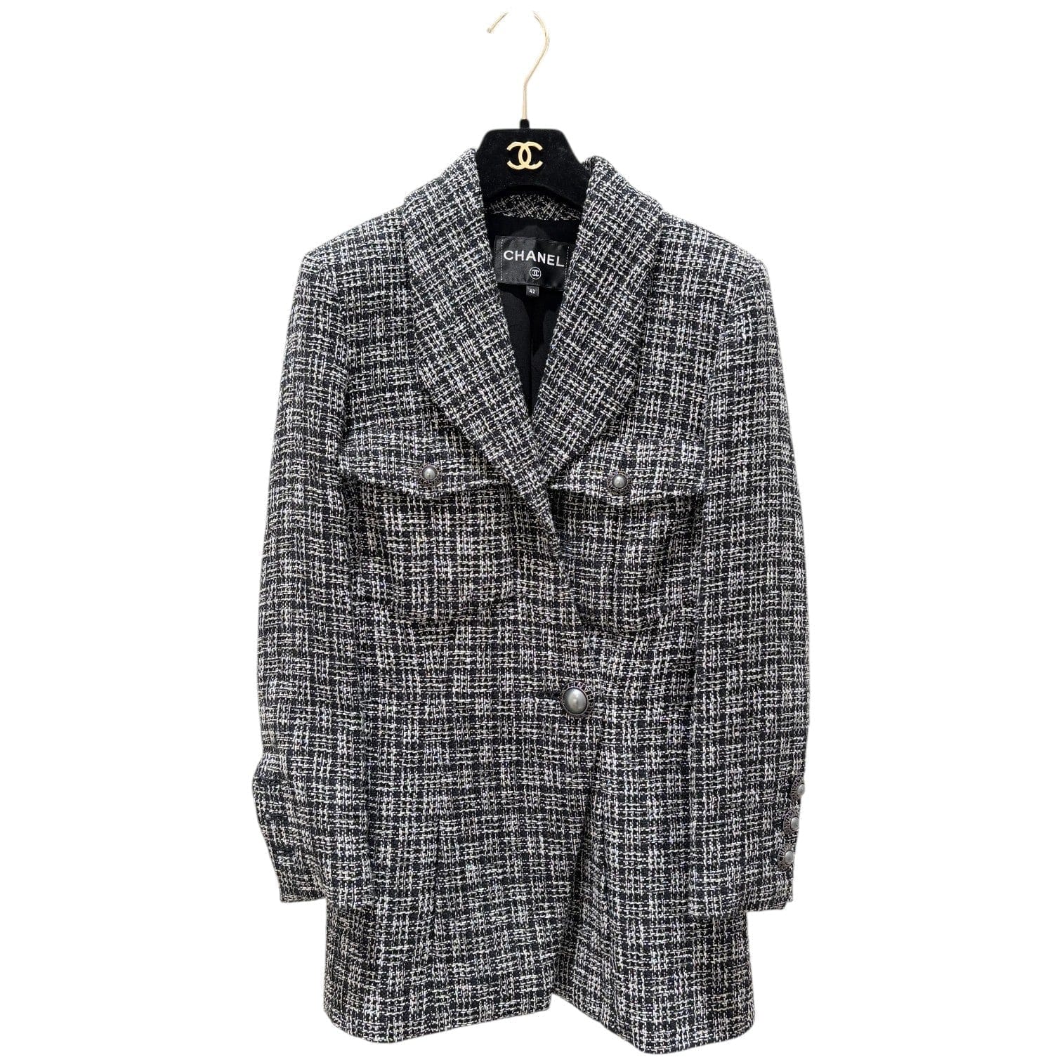 Chanel Woven Multicolor Tweed Jacket Clothes Size 42