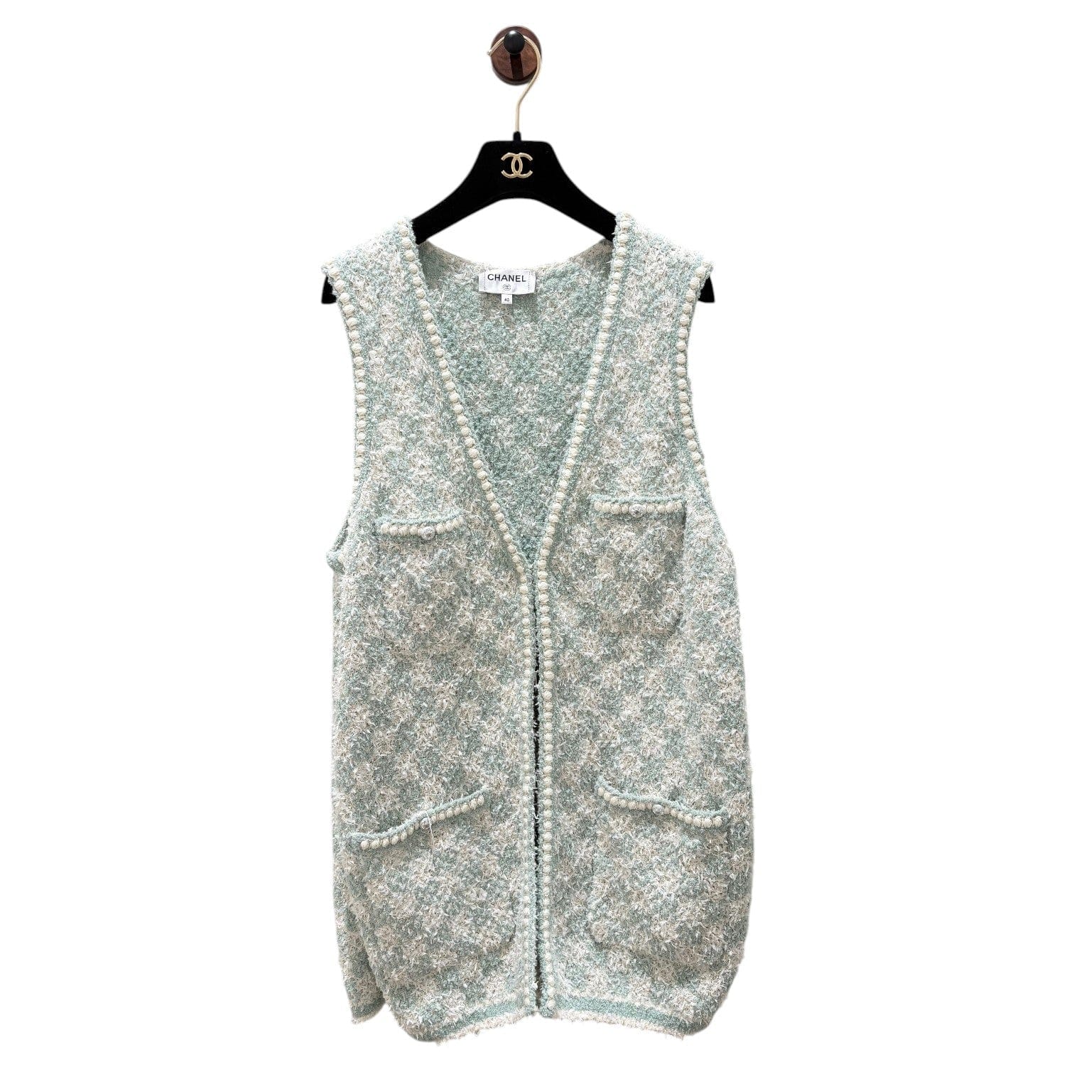 Chanel Light Blue Ecru Vest 23S - in size 40