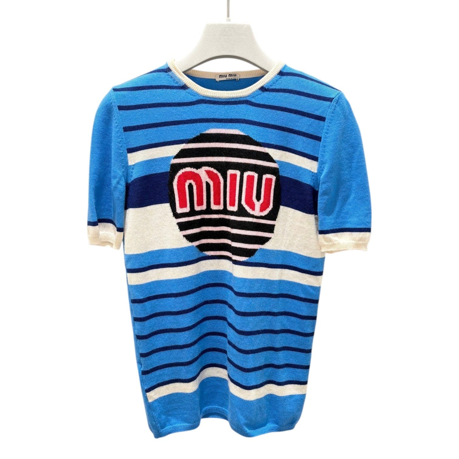 Miu Miu MiuMiu Blue Stripped Wool Knit Top Shirt - size 40