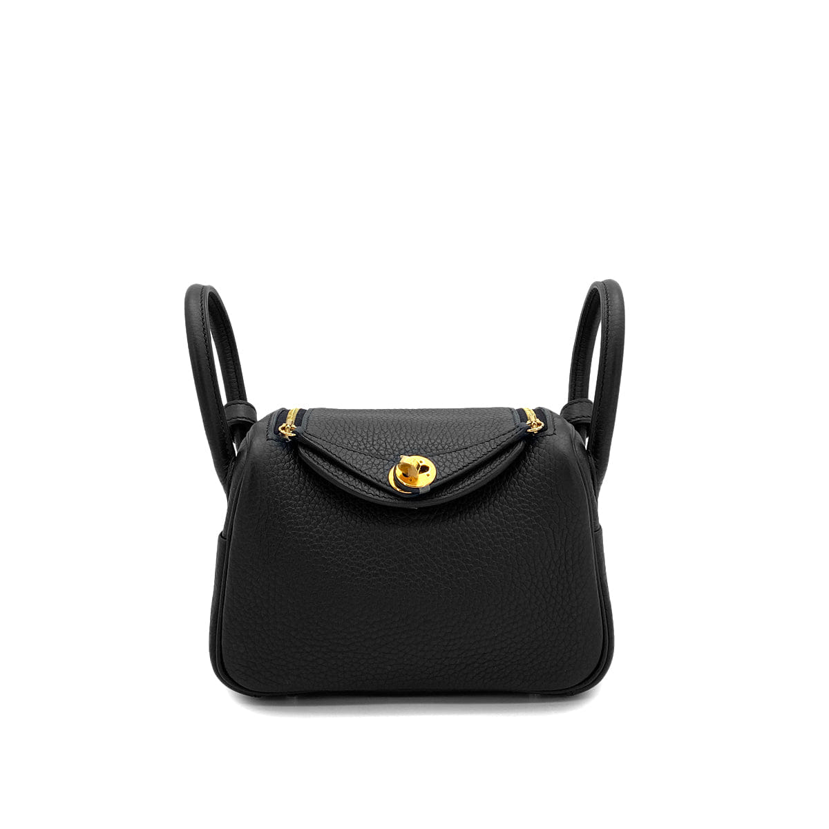 HERMES LINDY MINI BLACK TAURILLON CLEMENCE SHOULDER BAG 2025 K STAMP GOLD HARDWARE 90327289