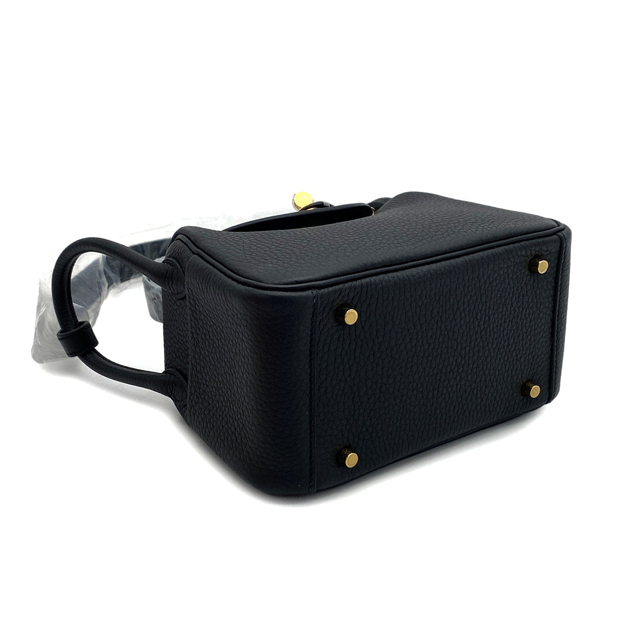 HERMES LINDY MINI BLACK TAURILLON CLEMENCE SHOULDER BAG 2025 K STAMP GOLD HARDWARE 90327289