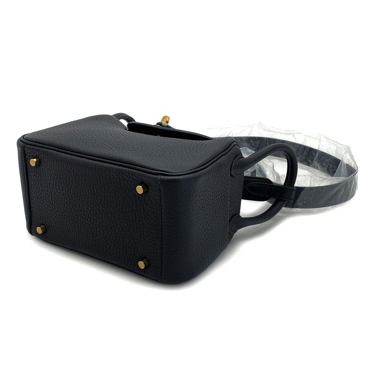 HERMES LINDY MINI BLACK TAURILLON CLEMENCE SHOULDER BAG 2025 K STAMP GOLD HARDWARE 90327289