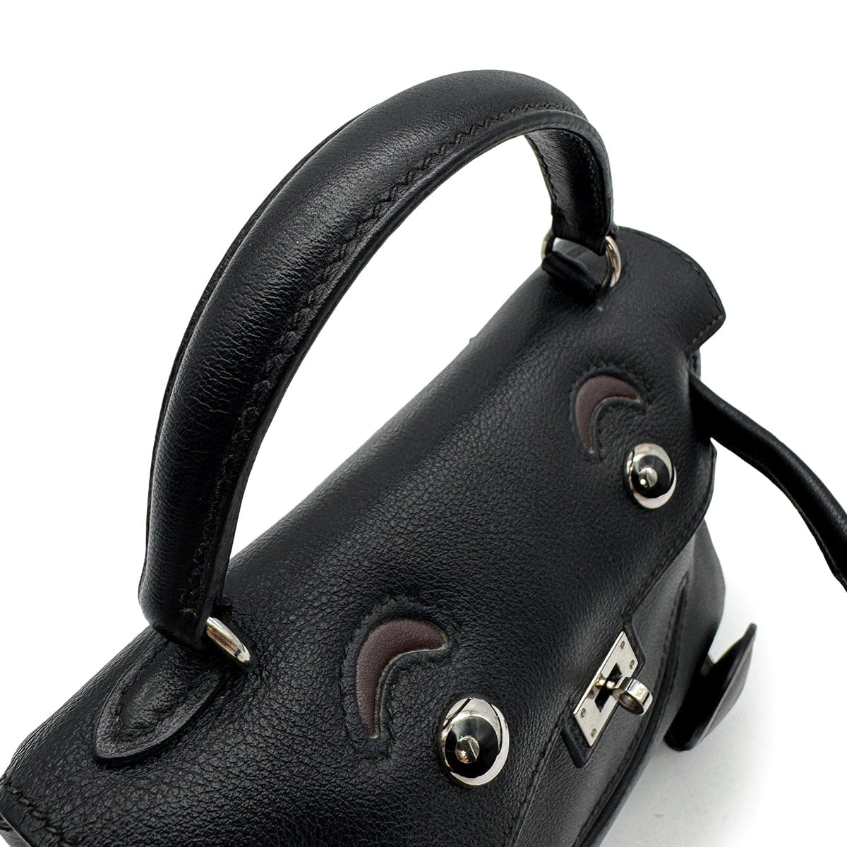 HERMES KELLY DOLL BLACK VEAU GULLIVER HAND BAG 2000 SQUARE D PALLADIUM HARDWARE 90323974