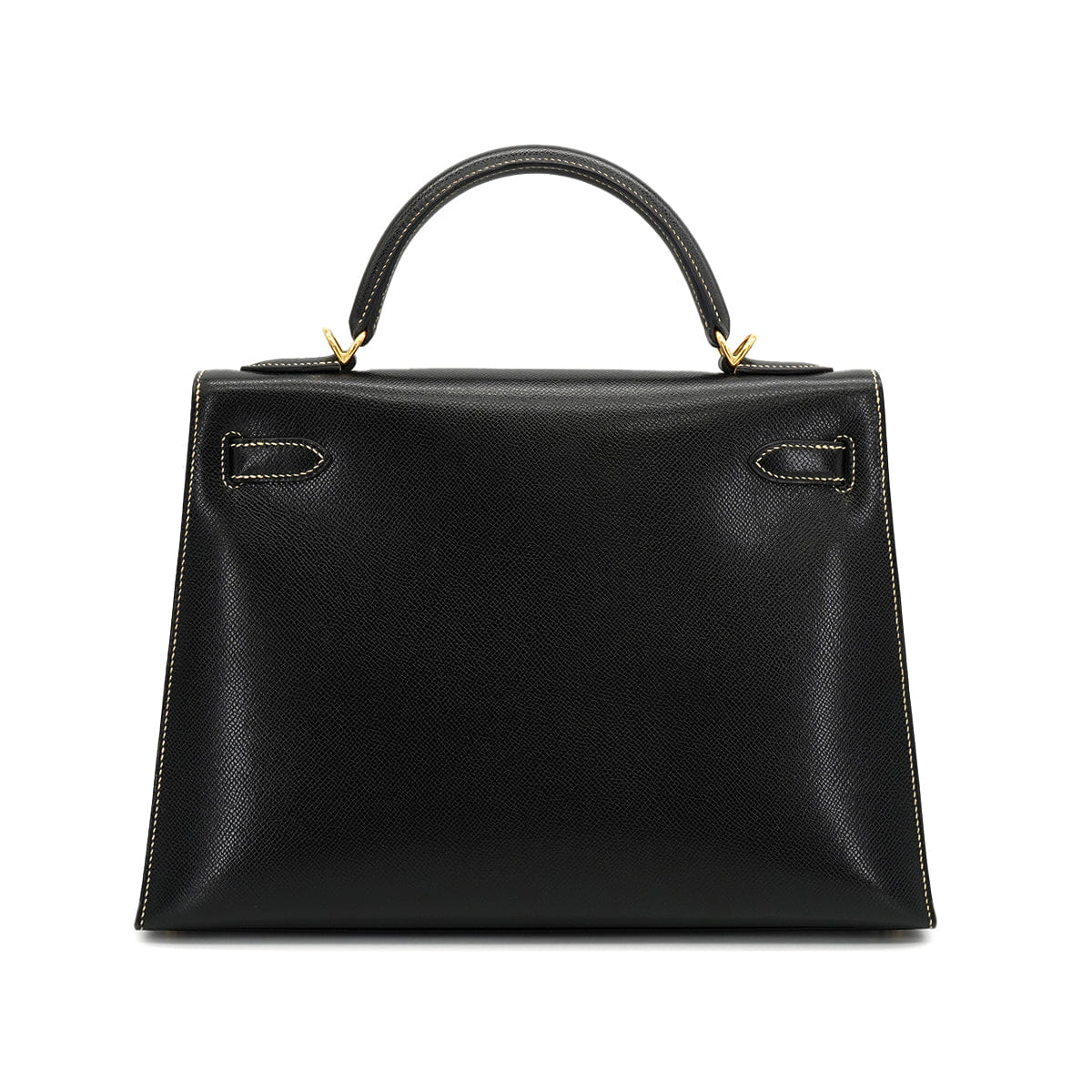 HERMES KELLY 32 SELLIER BLACK LISSE HAND SHOULDER BAG 2001 SQUARE E GOLD HARDWARE 90325808