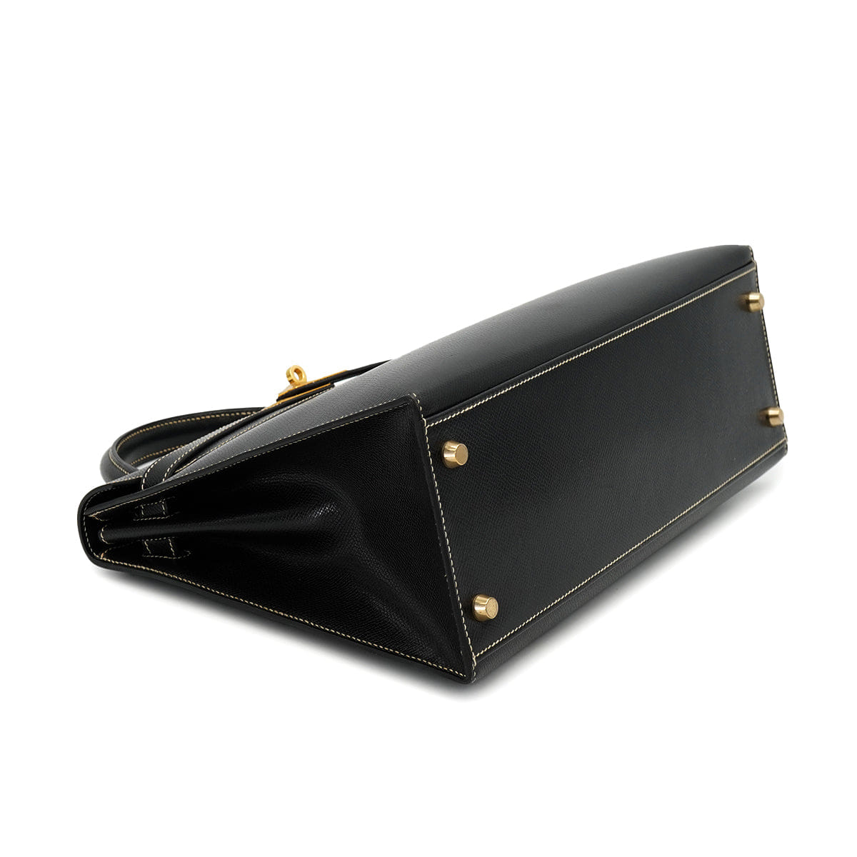 HERMES KELLY 32 SELLIER BLACK LISSE HAND SHOULDER BAG 2001 SQUARE E GOLD HARDWARE 90325808