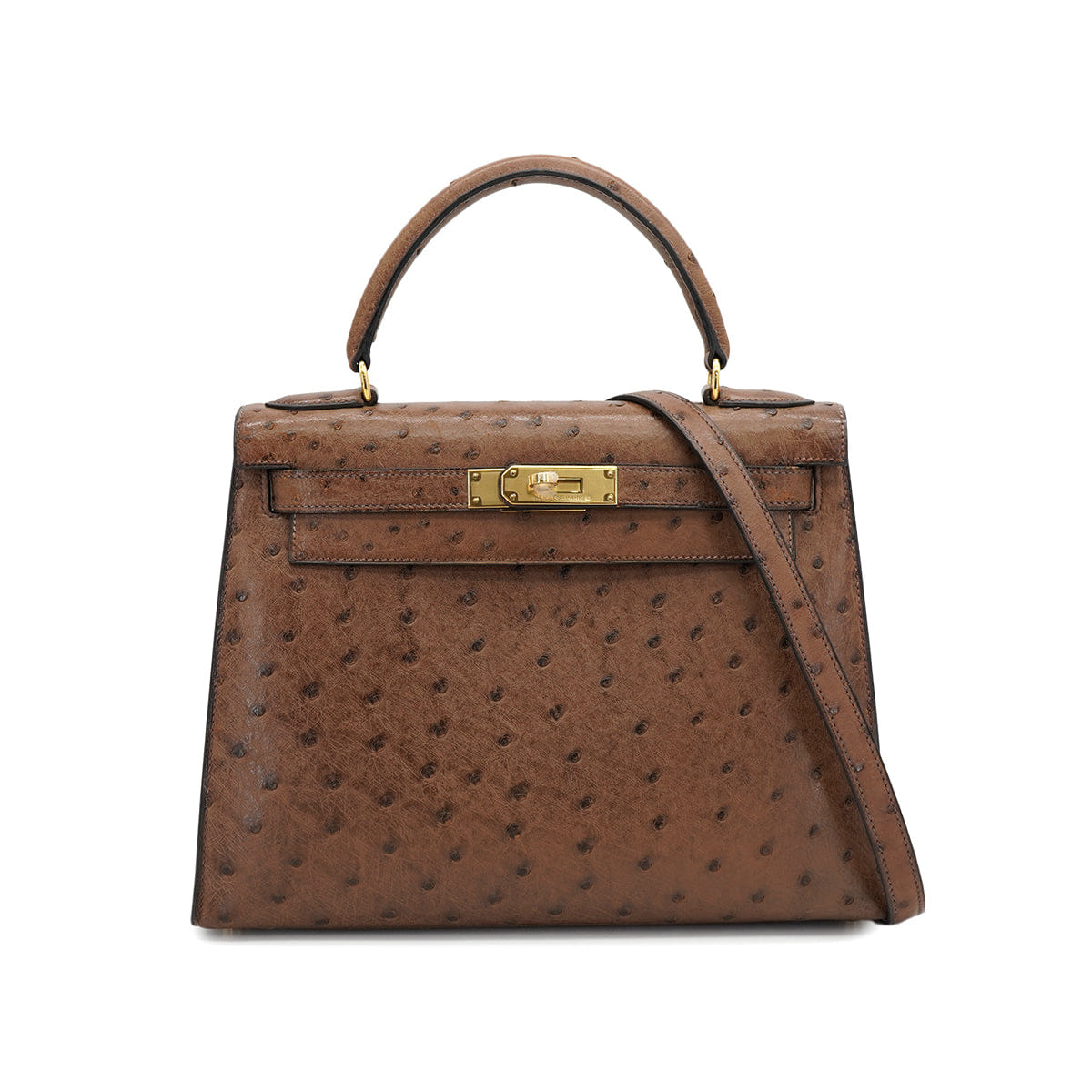 HERMES KELLY 28 SELLIER ETRUSQUE OSTRICH HAND SHOULDER BAG 1998 SQUARE B GOLD HARDWARE 90326720