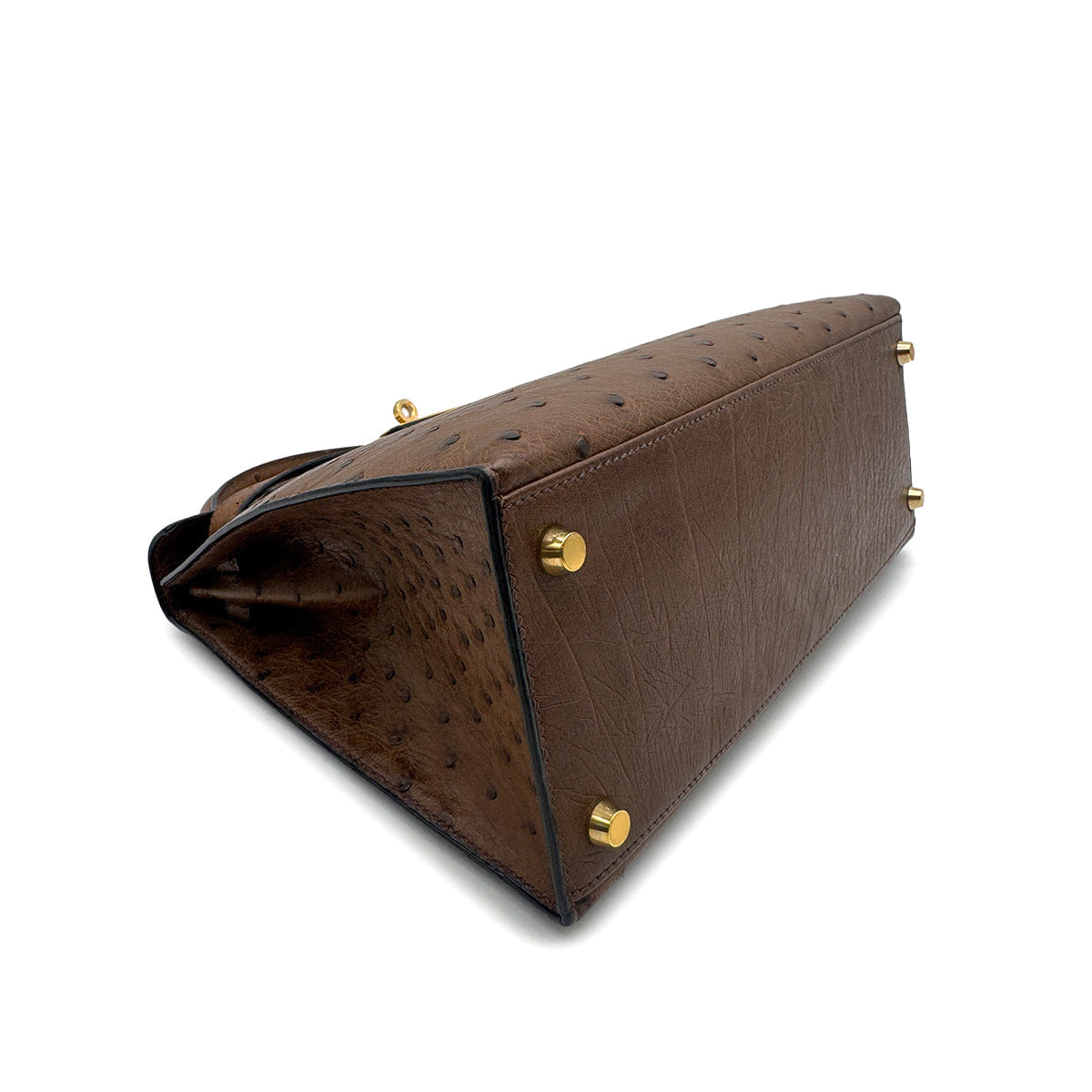 HERMES KELLY 28 SELLIER ETRUSQUE OSTRICH HAND SHOULDER BAG 1998 SQUARE B GOLD HARDWARE 90326720