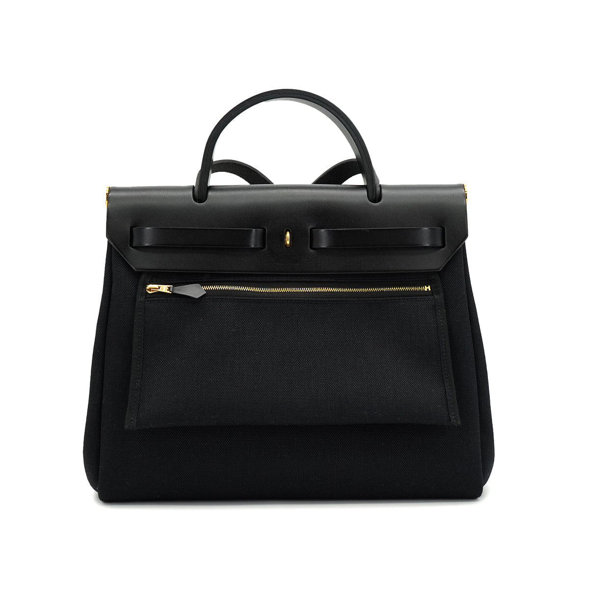 HERMES HER BAG ZIP PM 31 BLACK VACHE HUNTER TOILE MILITAIRE TOTE SHOULDER BAG 2023 B STAMP 90326732
